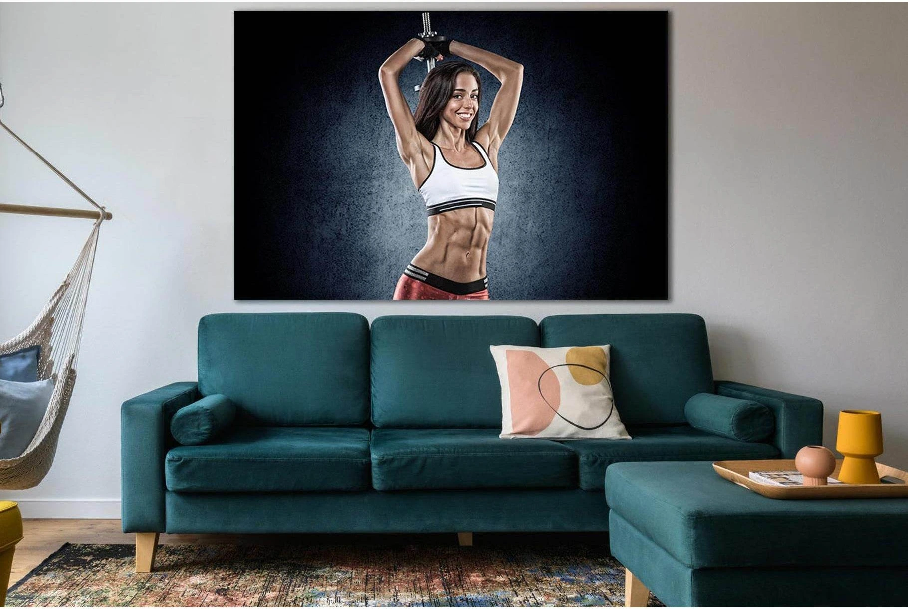 Smiling Fitness Girl №SL904 Ready to Hang Canvas Print - Zellart Canvas Prints 0new, ALL_Products, Sports & Motivation