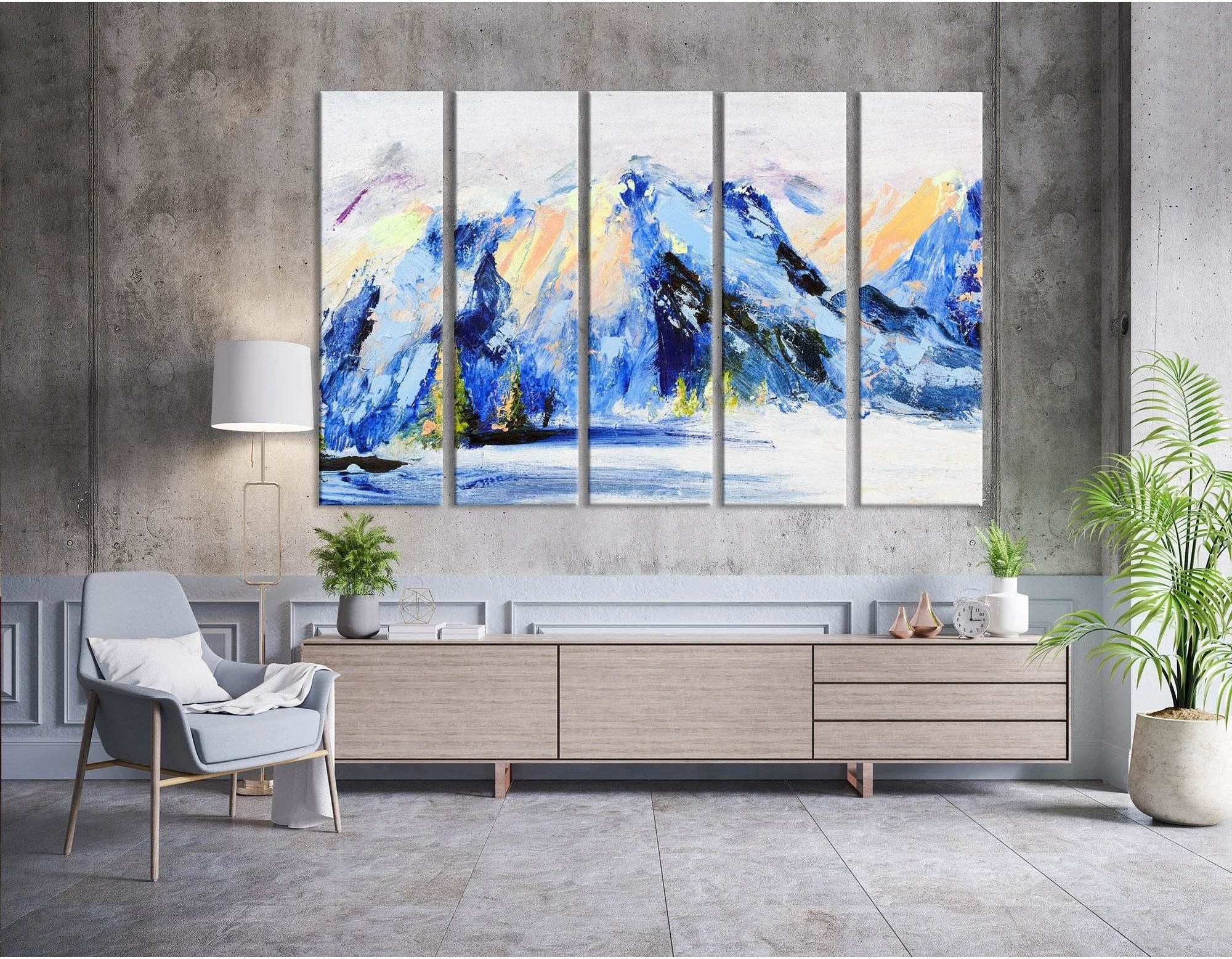 Snow-capped Mountains Abstract №04253 Ready to Hang Canvas Print - Zellart Canvas Prints ALL_Products