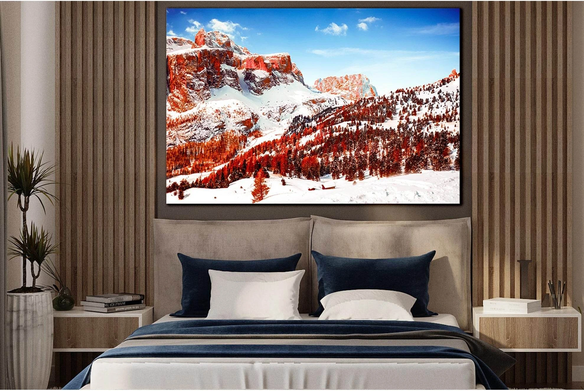 Snow Capped Mountains №SL1599 Ready to Hang Canvas Print - Zellart Canvas Prints 0new, ALL_Products, Mountains Wall Art, Nature Wall Art