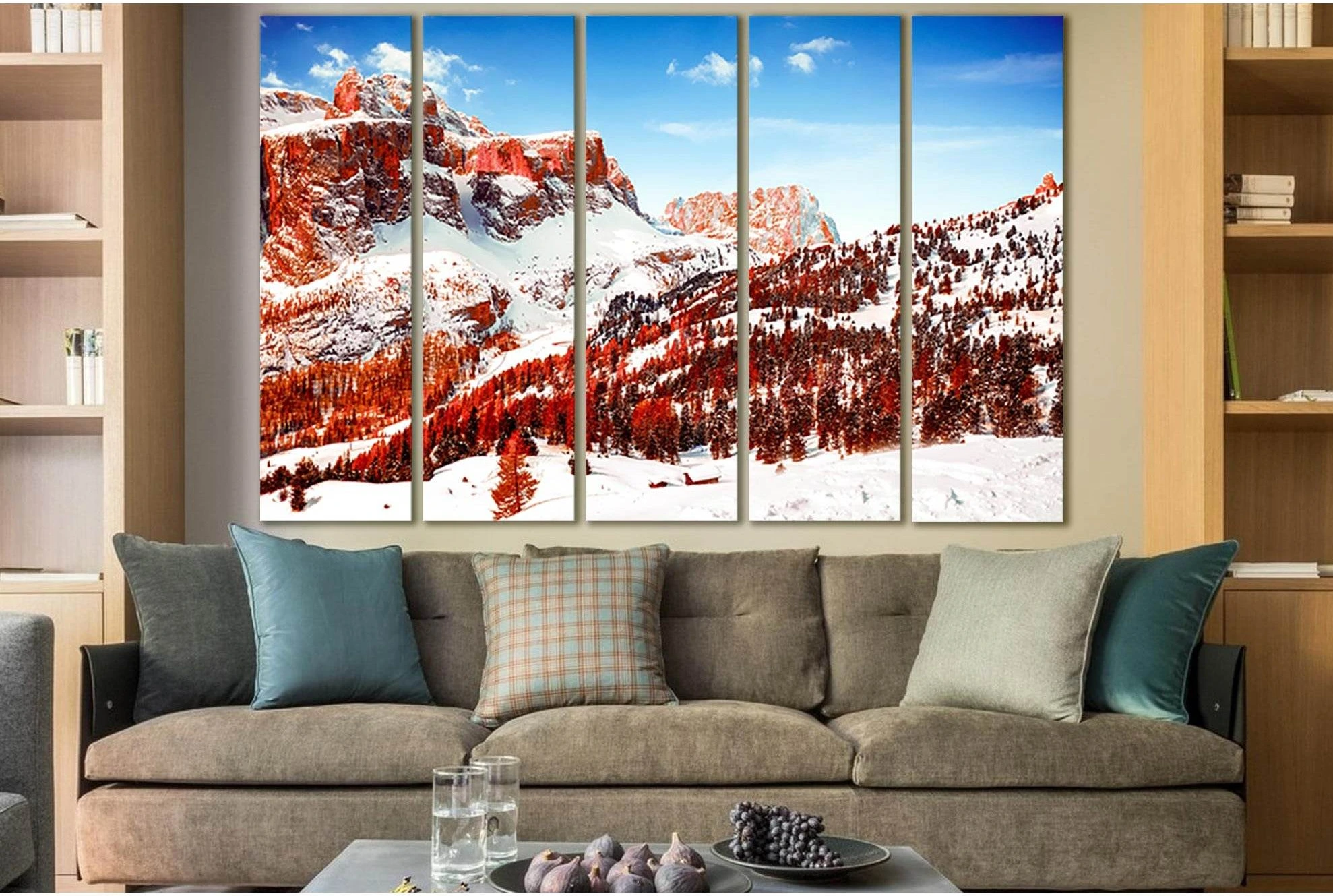 Snow Capped Mountains №SL1599 Ready to Hang Canvas Print - Zellart Canvas Prints 0new, ALL_Products, Mountains Wall Art, Nature Wall Art