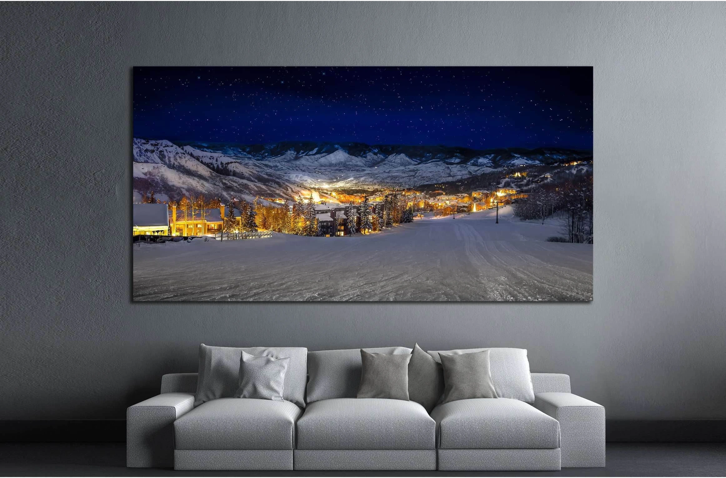 Snow covered mountains in winter №1655 Ready to Hang Canvas Print - Zellart Canvas Prints ALL_Products, s-1655