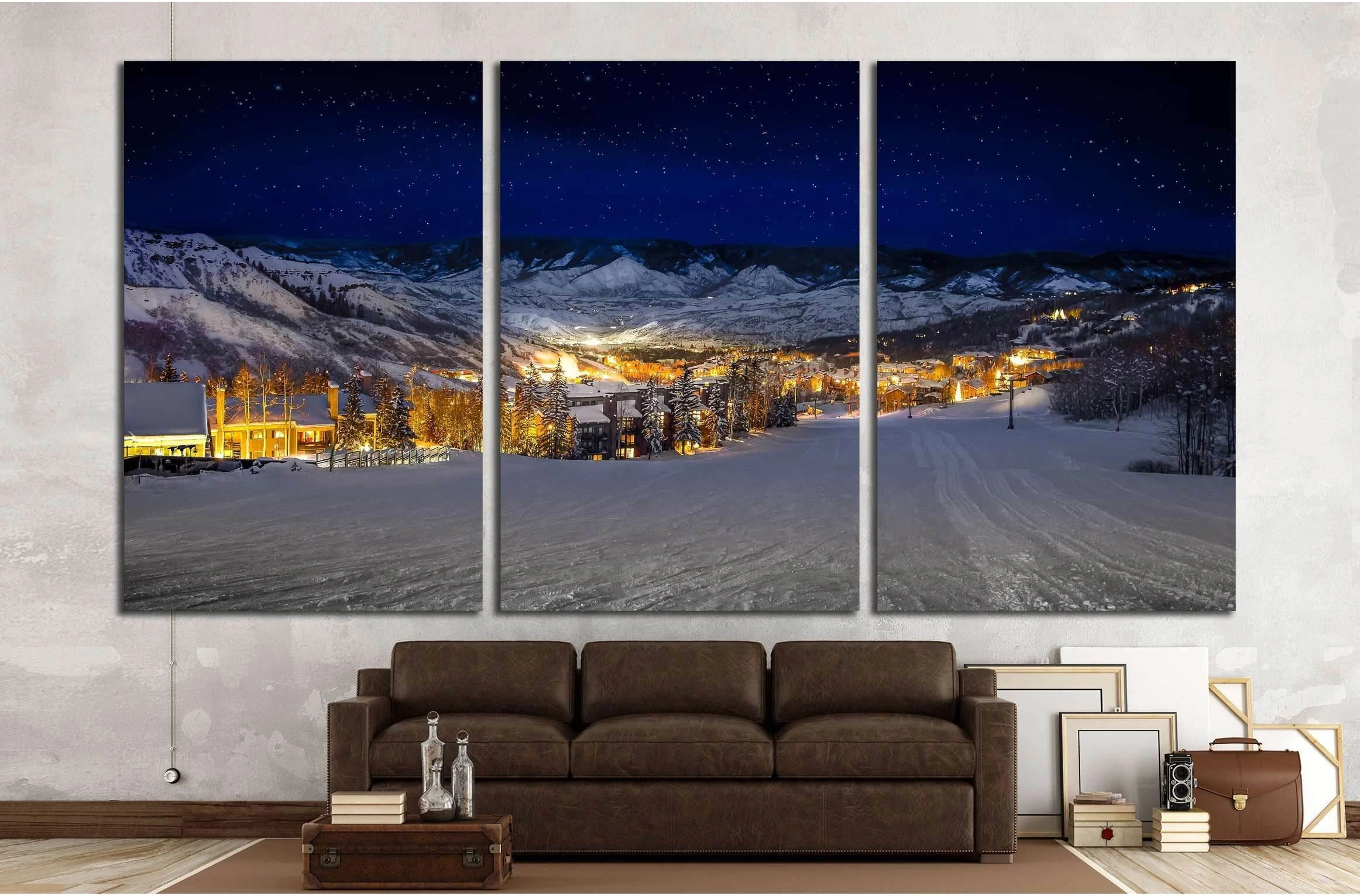 Snow covered mountains in winter №1655 Ready to Hang Canvas Print - Zellart Canvas Prints ALL_Products, s-1655