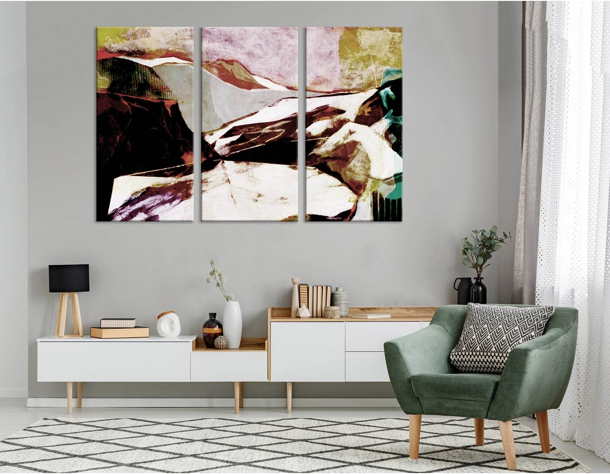 Snow Mountain Peaks Abstract №04323 Ready to Hang Canvas Print - Zellart Canvas Prints ALL_Products