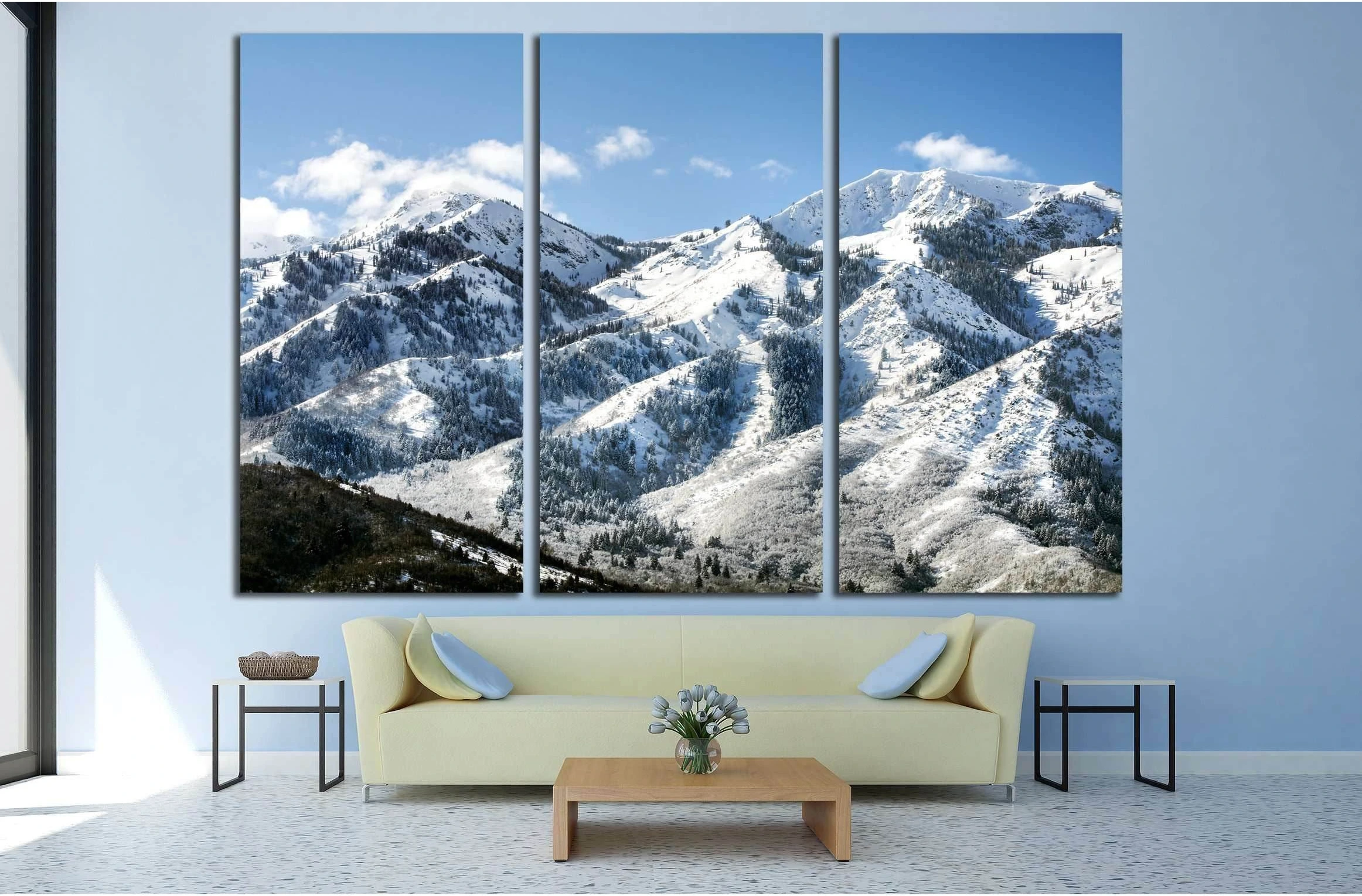 snow mountains and forest №3204 Ready to Hang Canvas Print - Zellart Canvas Prints ALL_Products, s-3204