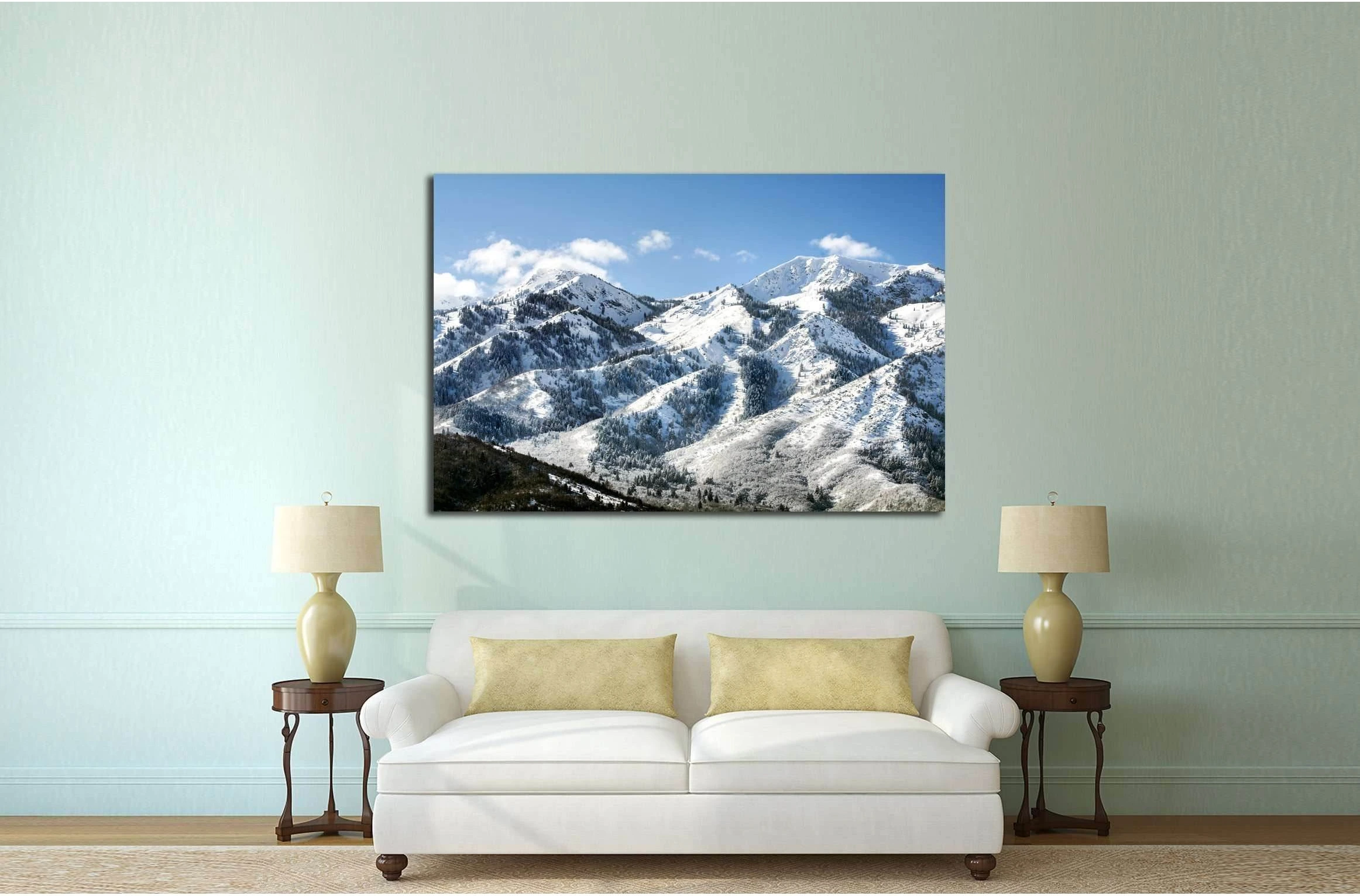 snow mountains and forest №3204 Ready to Hang Canvas Print - Zellart Canvas Prints ALL_Products, s-3204