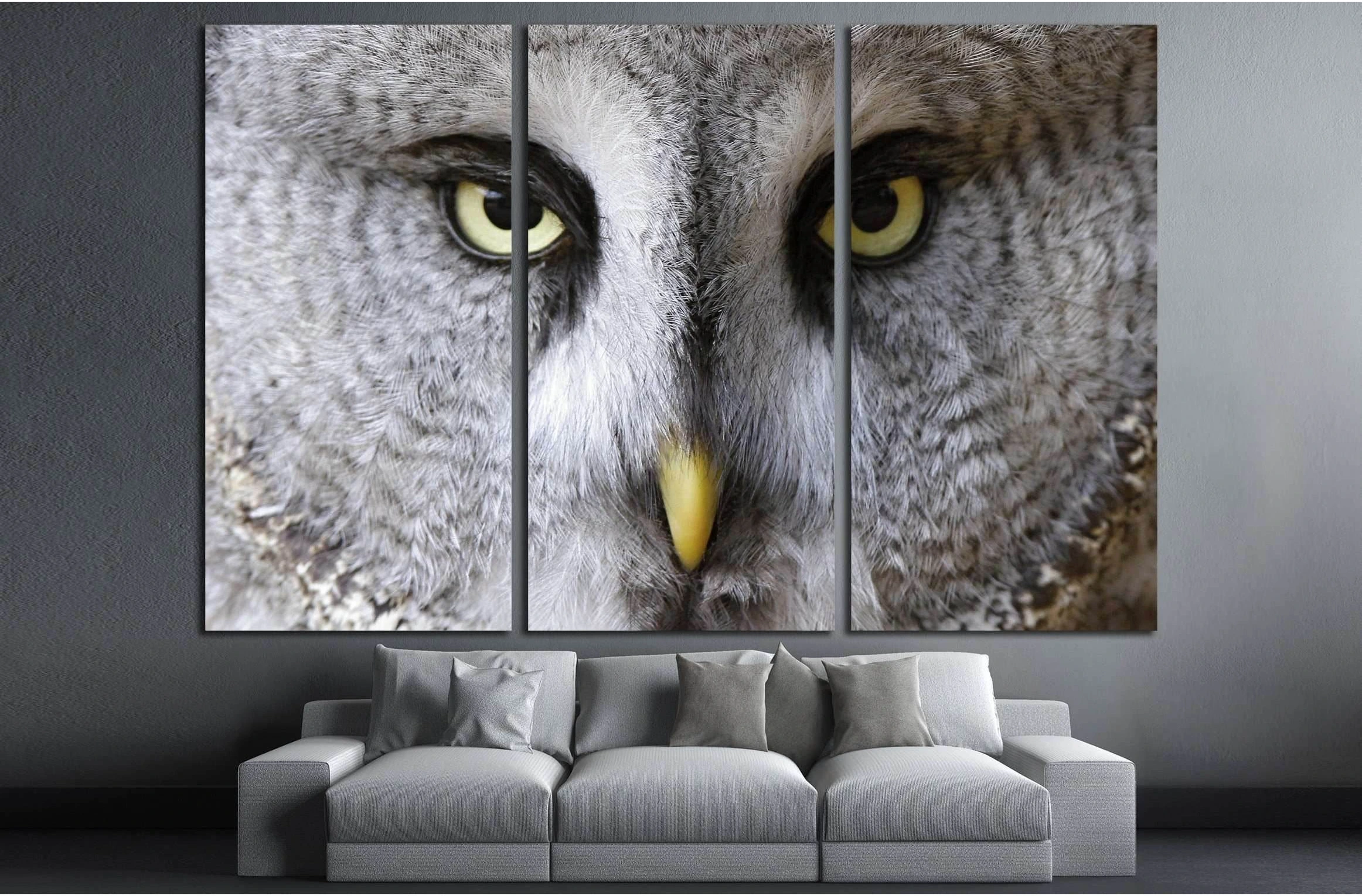 snow owl portrait №2784 Ready to Hang Canvas Print - Zellart Canvas Prints ALL_Products, Owl, s-2784