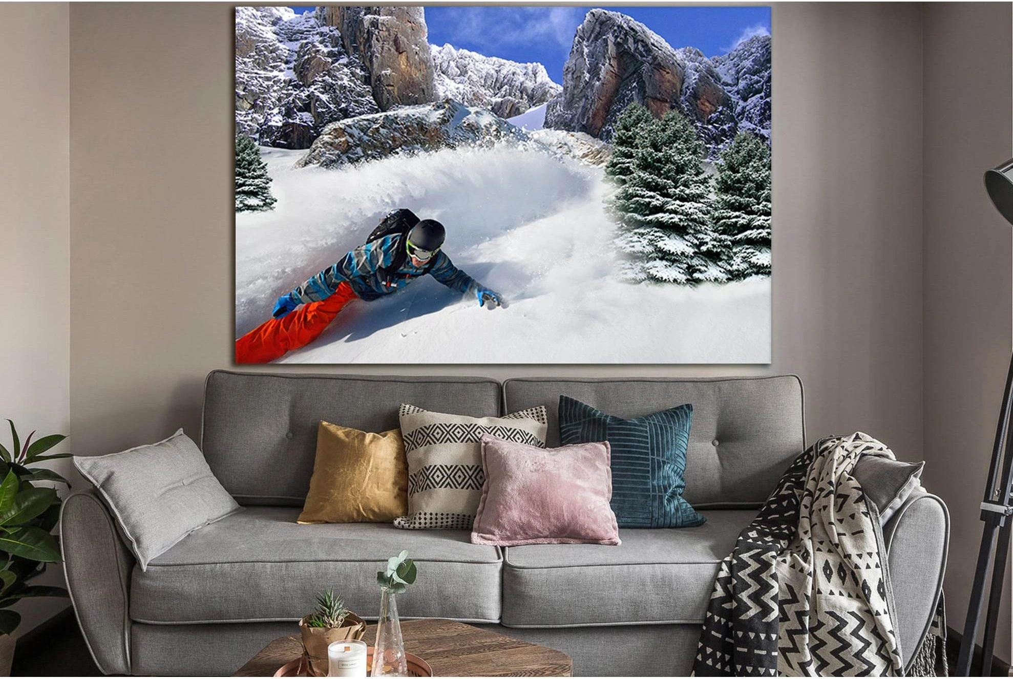 Snowboarder In Motion №SL942 Ready to Hang Canvas Print - Zellart Canvas Prints 0new, ALL_Products, Sports & Motivation