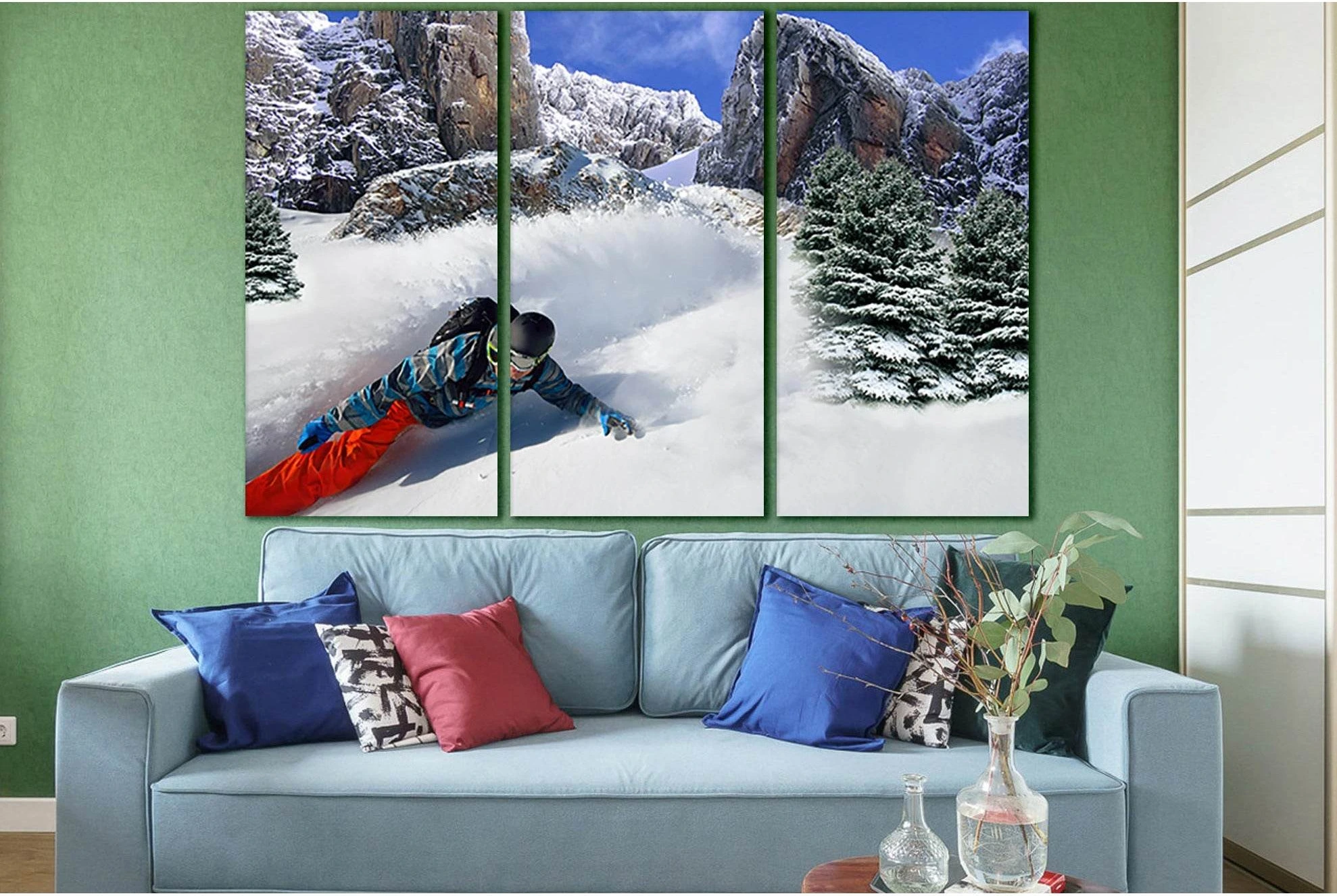 Snowboarder In Motion №SL942 Ready to Hang Canvas Print - Zellart Canvas Prints 0new, ALL_Products, Sports & Motivation