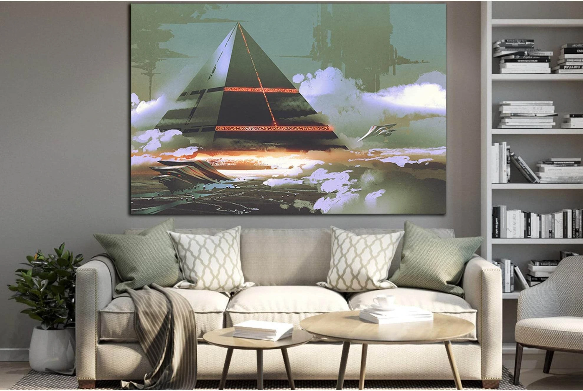 Soaring Black Pyramid №SL1256 Ready to Hang Canvas Print - Zellart Canvas Prints 0new, ALL_Products, Fantasy And Sci Fi Wall Art