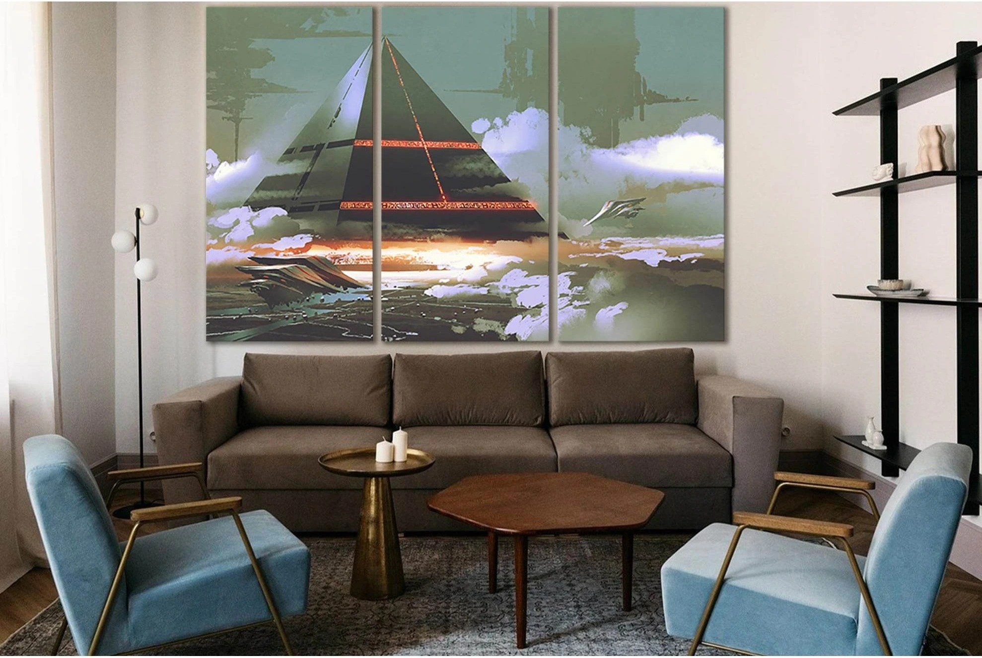 Soaring Black Pyramid №SL1256 Ready to Hang Canvas Print - Zellart Canvas Prints 0new, ALL_Products, Fantasy And Sci Fi Wall Art