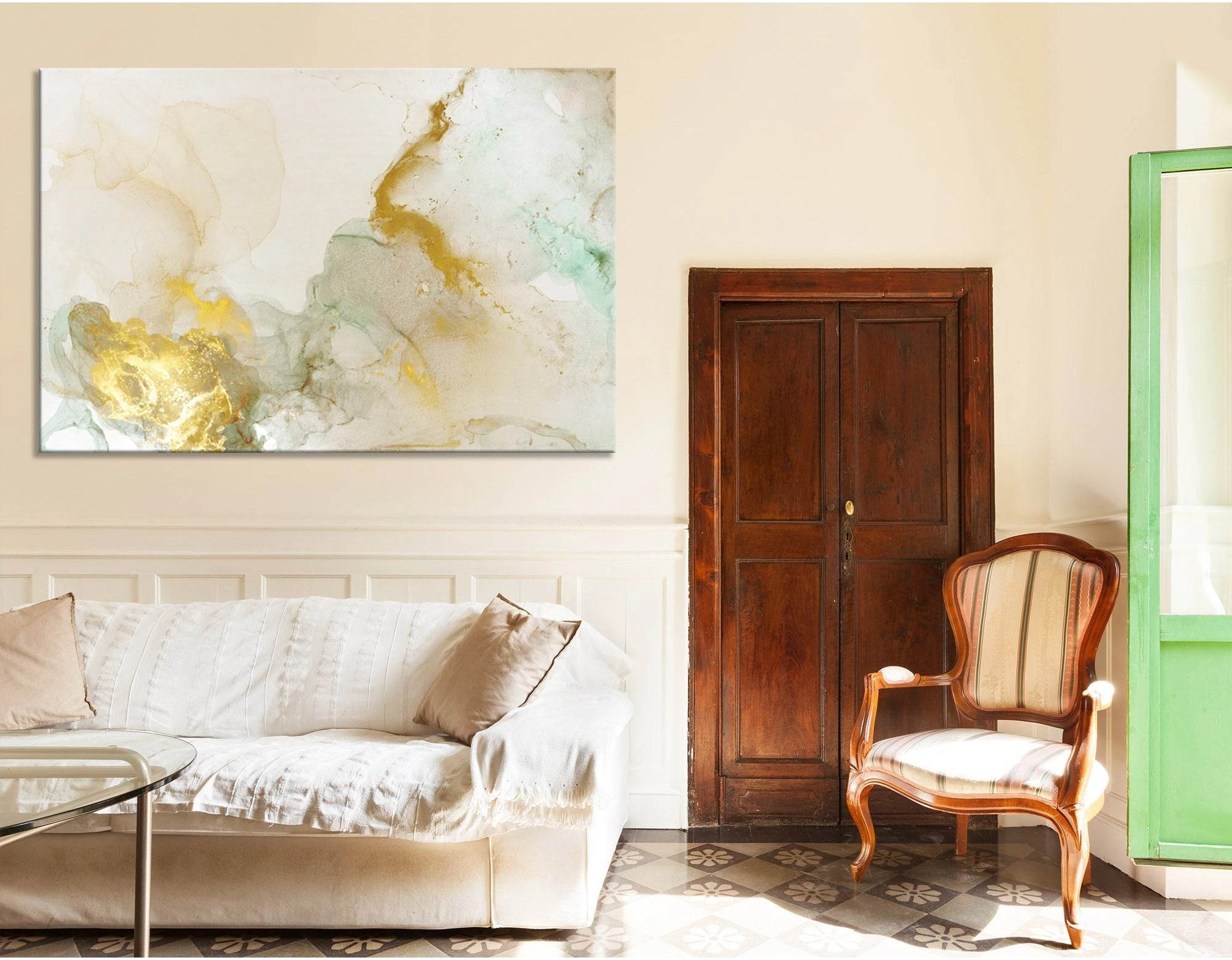 Soft Yellow Chic Abstract №04418 Ready to Hang Canvas Print - Zellart Canvas Prints ALL_Products
