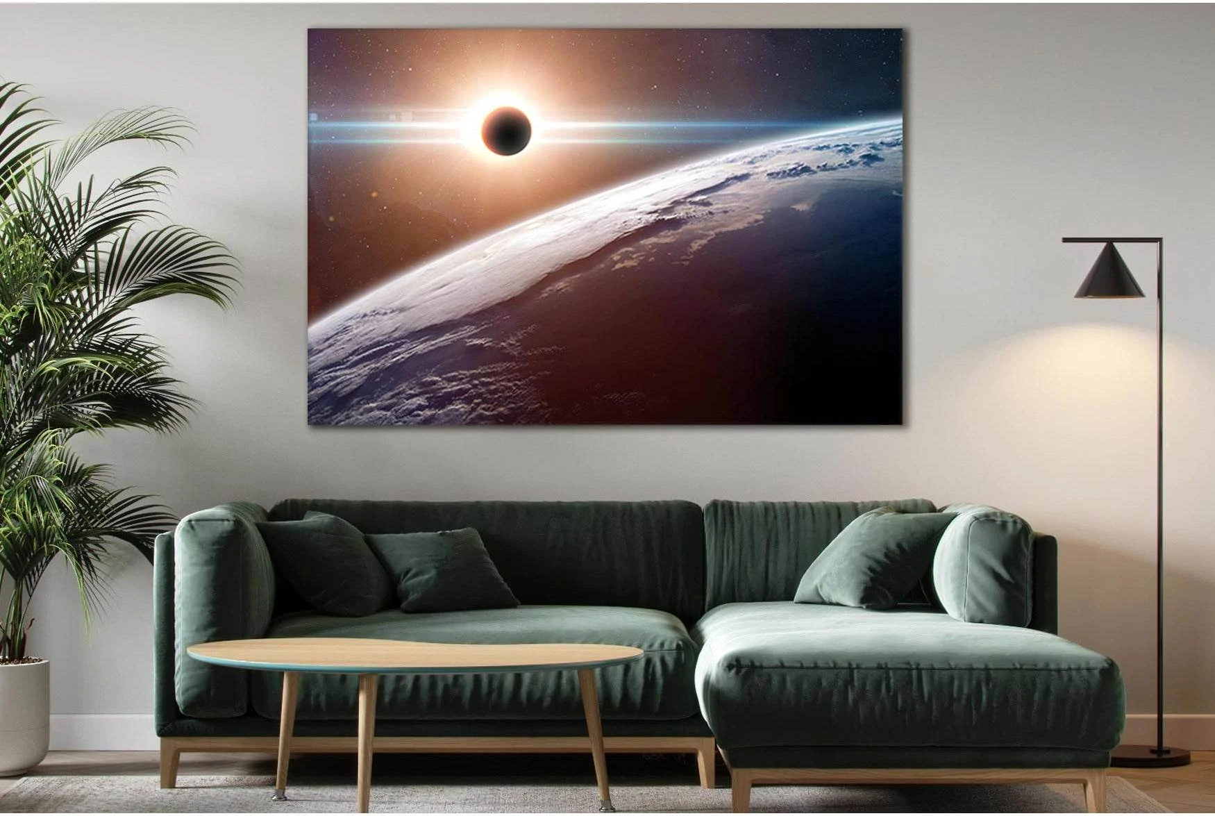 Solar Eclipse In Space №SL429 Ready to Hang Canvas Print - Zellart Canvas Prints 0new, ALL_Products, Astronomy & Space Canvas Wall Art