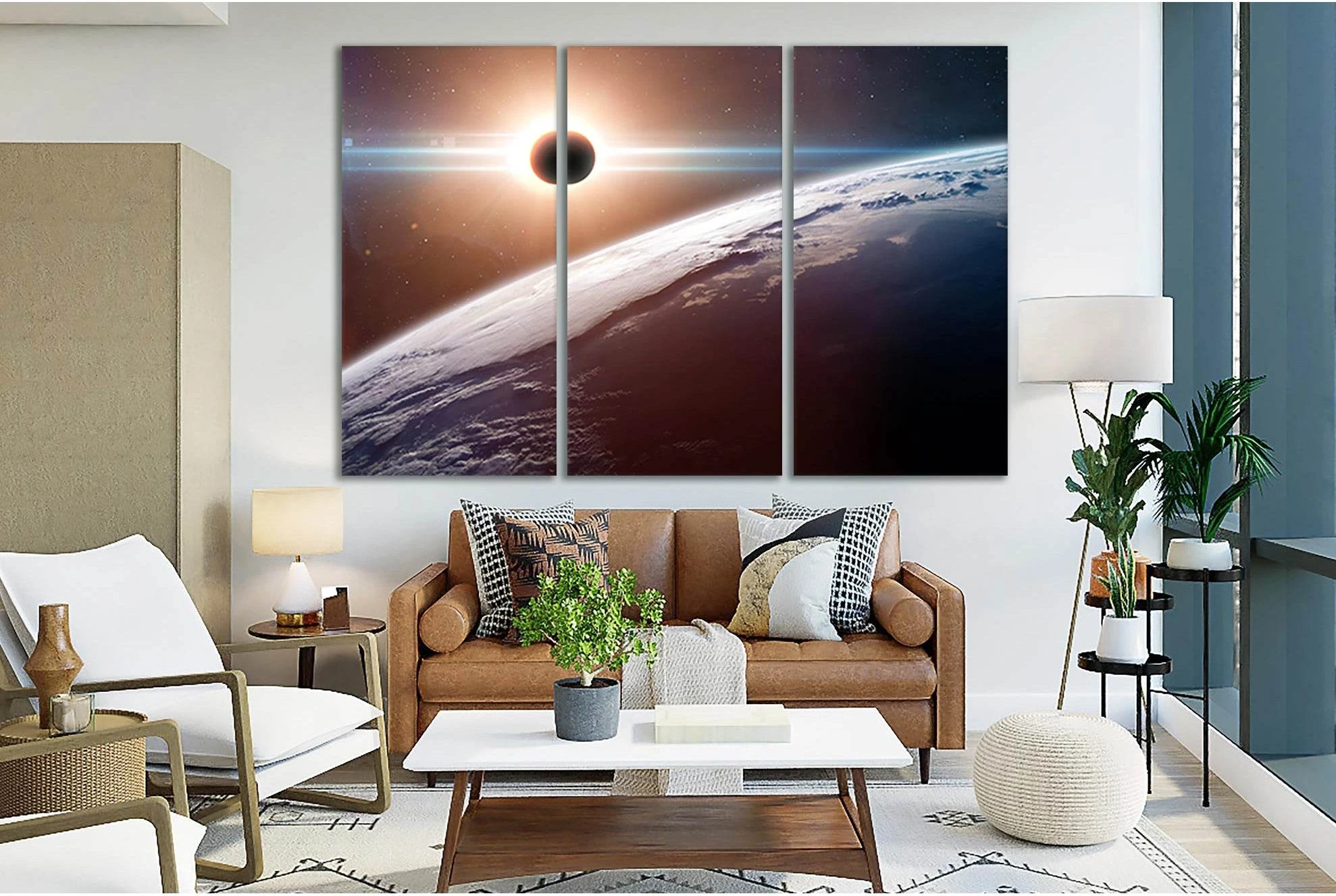 Solar Eclipse In Space №SL429 Ready to Hang Canvas Print - Zellart Canvas Prints 0new, ALL_Products, Astronomy & Space Canvas Wall Art