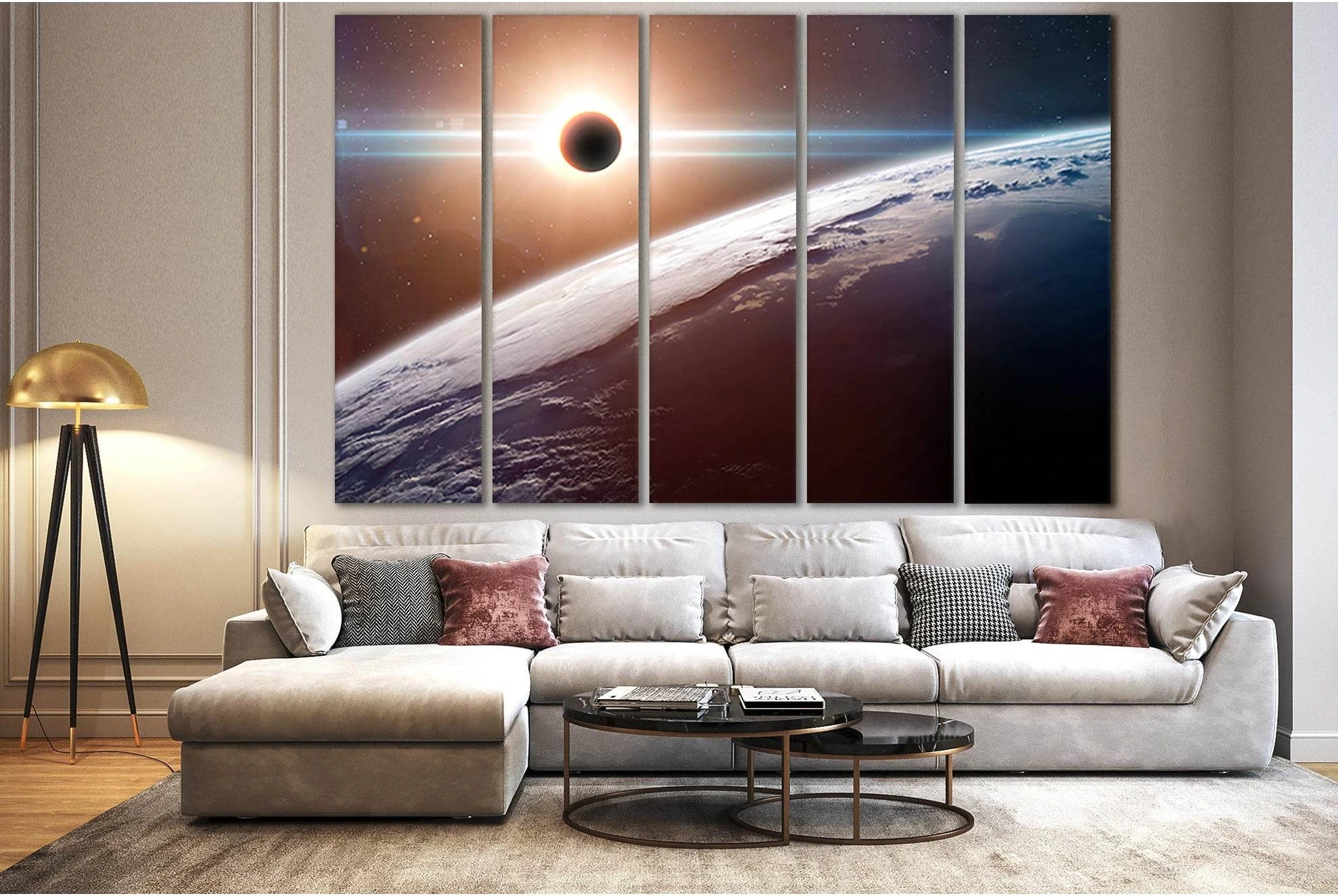 Solar Eclipse In Space №SL429 Ready to Hang Canvas Print - Zellart Canvas Prints 0new, ALL_Products, Astronomy & Space Canvas Wall Art