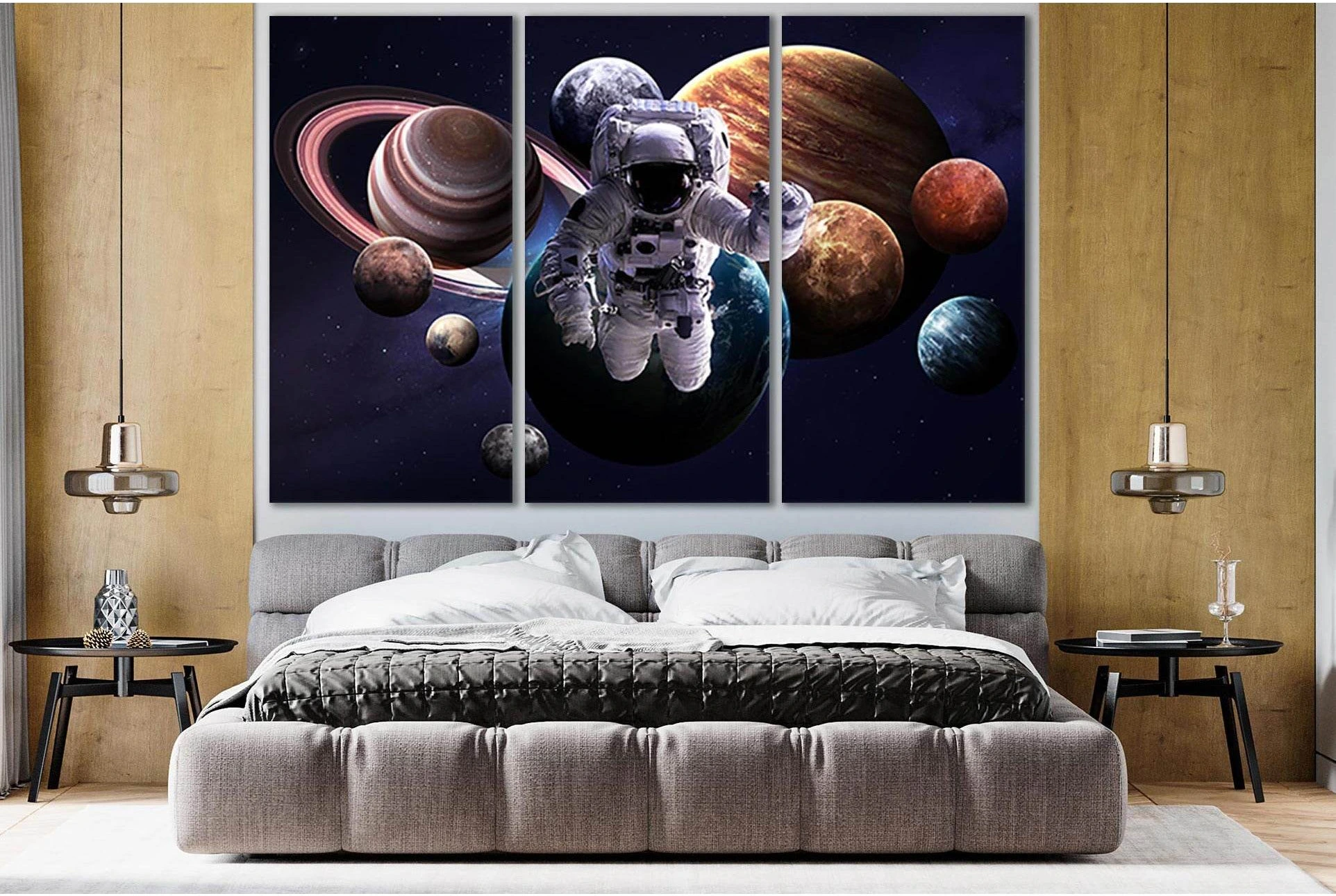 Solar System Planets And Astronaut №SL425 Ready to Hang Canvas Print - Zellart Canvas Prints 0new, ALL_Products, Astronomy & Space Canvas Wall Art