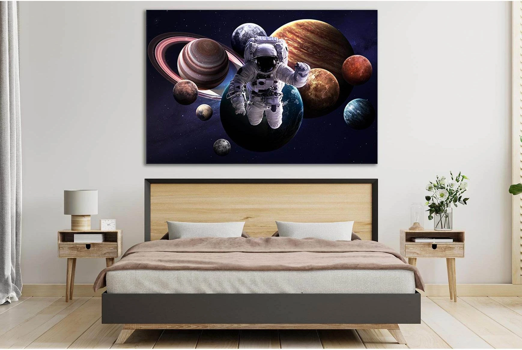 Solar System Planets And Astronaut №SL425 Ready to Hang Canvas Print - Zellart Canvas Prints 0new, ALL_Products, Astronomy & Space Canvas Wall Art