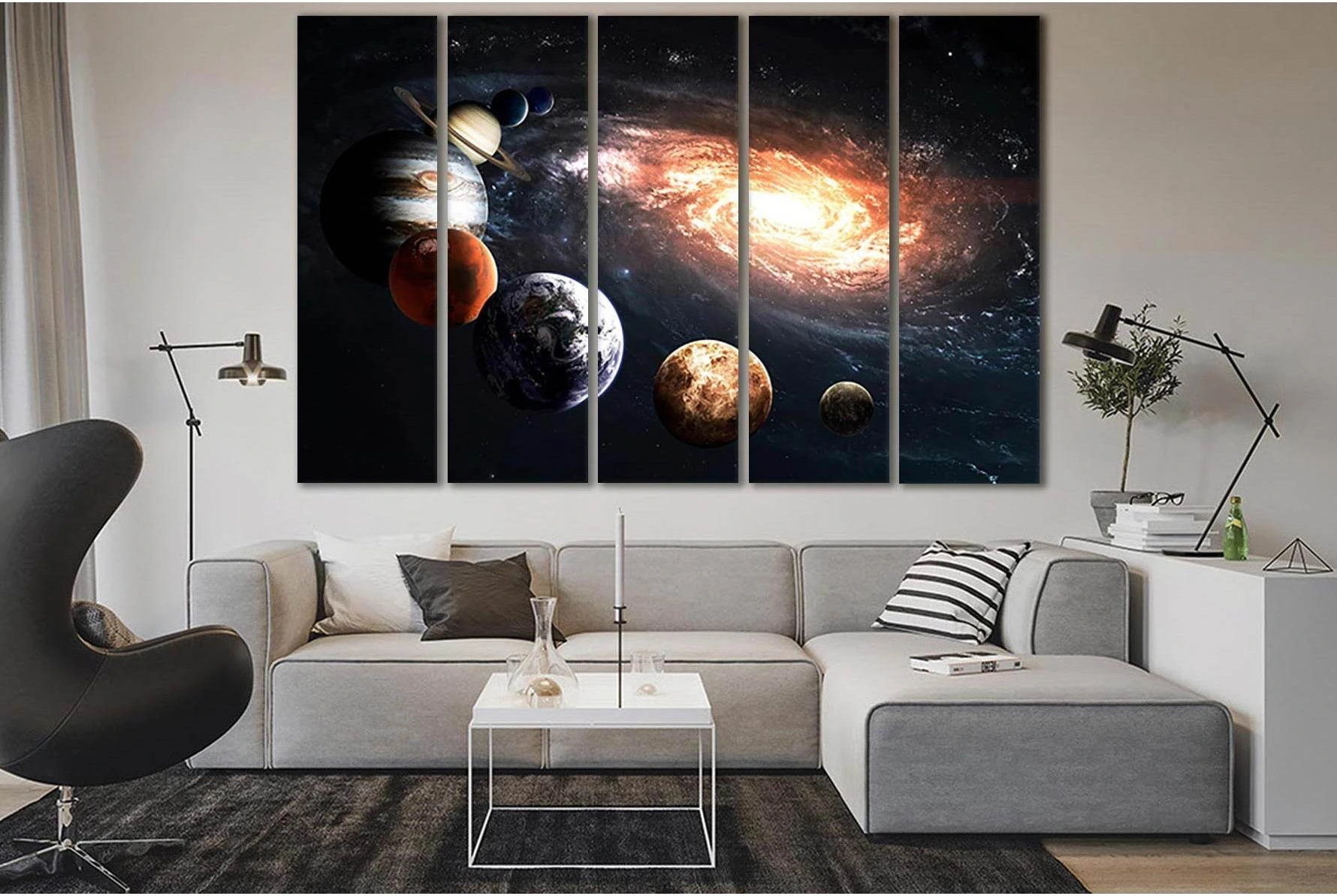 Solar System Planets And Milky Way №SL401 Ready to Hang Canvas Print - Zellart Canvas Prints 0new, ALL_Products, Astronomy & Space Canvas Wall Art