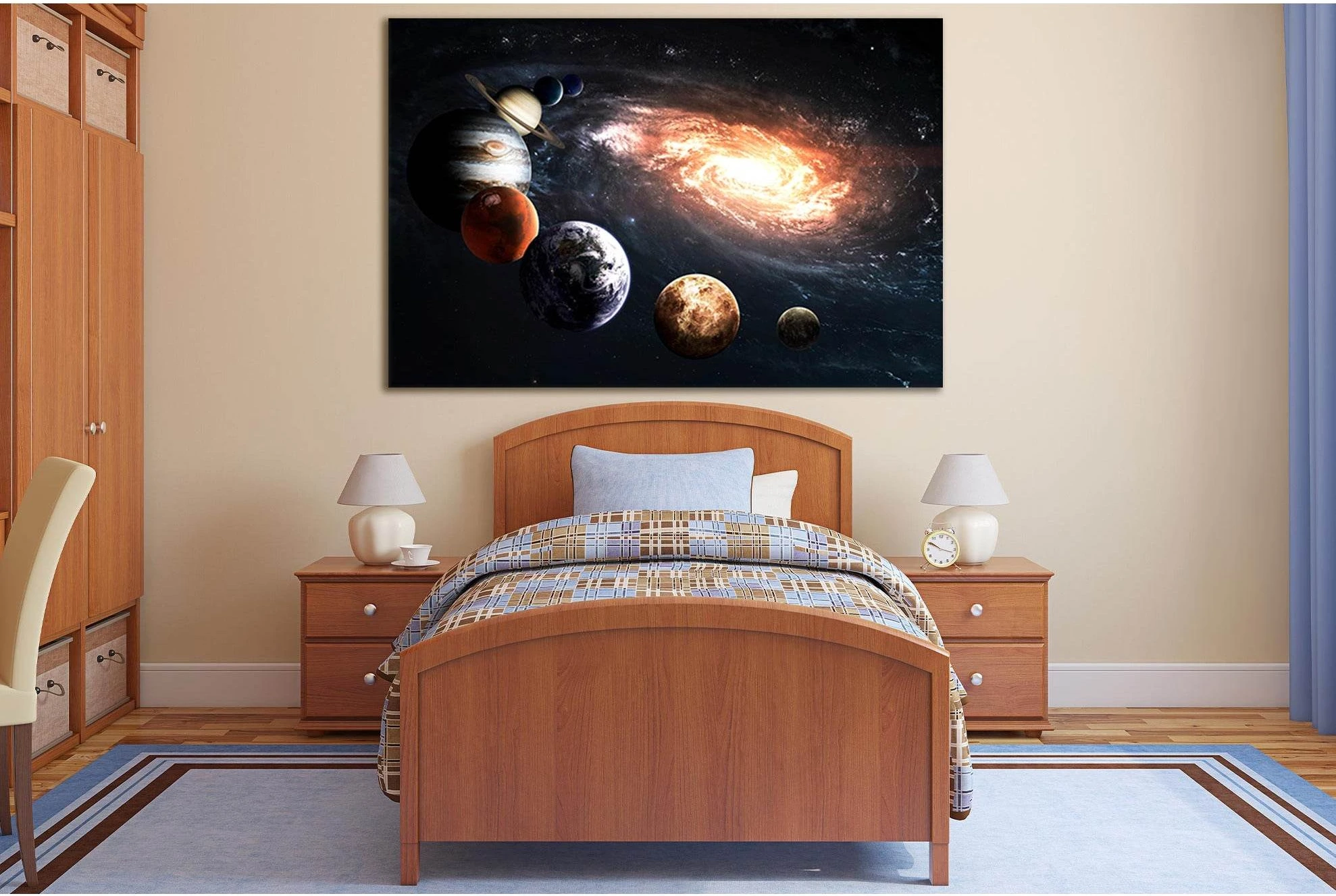 Solar System Planets And Milky Way №SL401 Ready to Hang Canvas Print - Zellart Canvas Prints 0new, ALL_Products, Astronomy & Space Canvas Wall Art