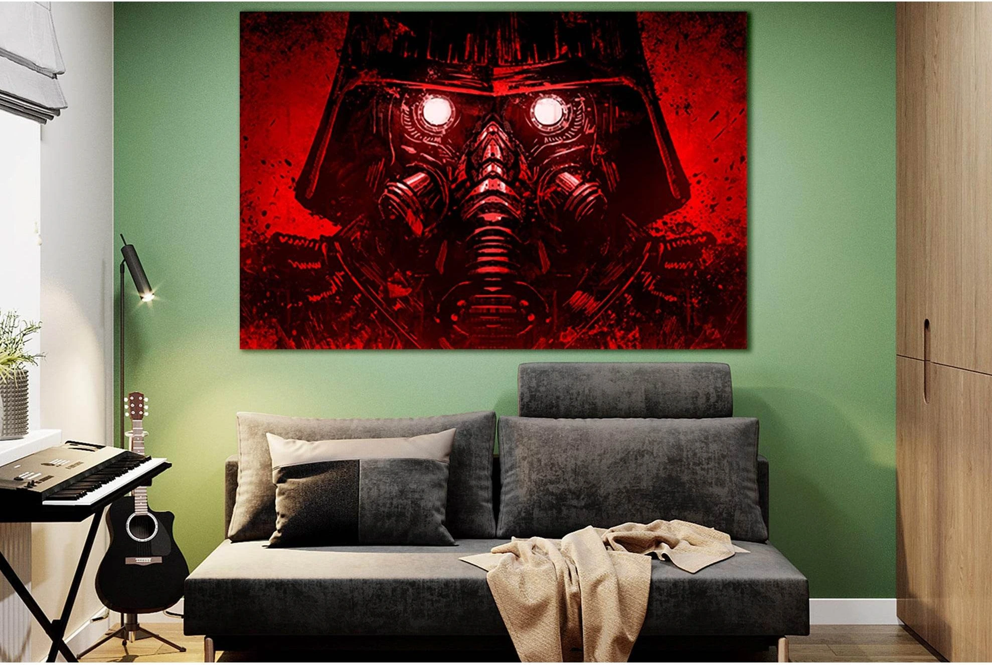 Soldier In A High Tech Mask №SL1223 Ready to Hang Canvas Print - Zellart Canvas Prints 0new, ALL_Products, Fantasy And Sci Fi Wall Art