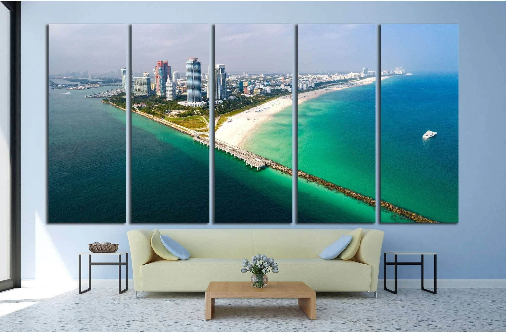 South Beach Aerial Panorama №1108 Ready to Hang Canvas Print - Zellart Canvas Prints ALL_Products, s-1108