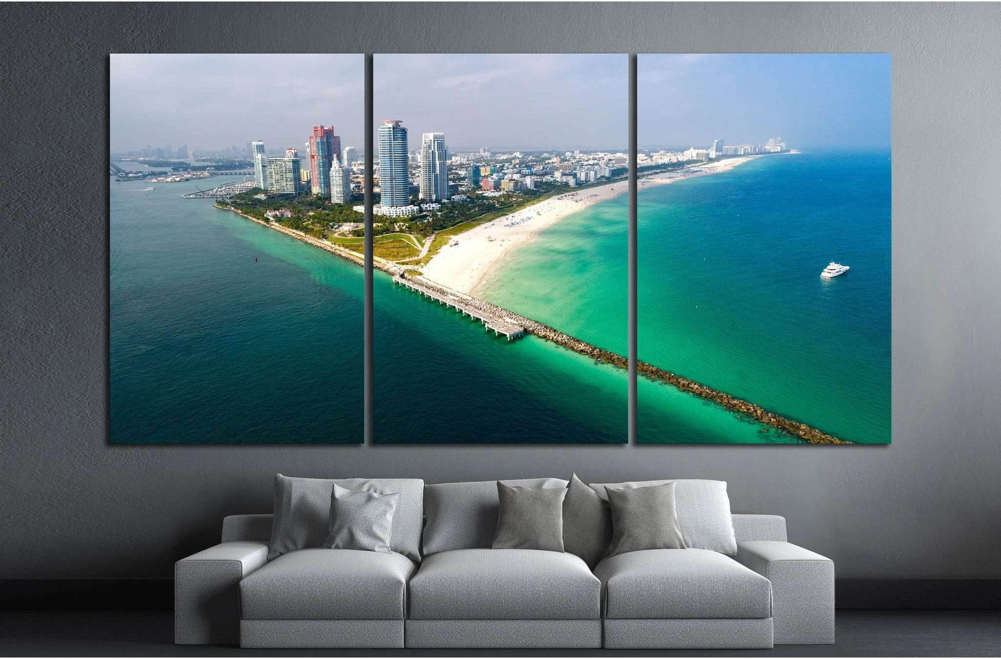 South Beach Aerial Panorama №1108 Ready to Hang Canvas Print - Zellart Canvas Prints ALL_Products, s-1108