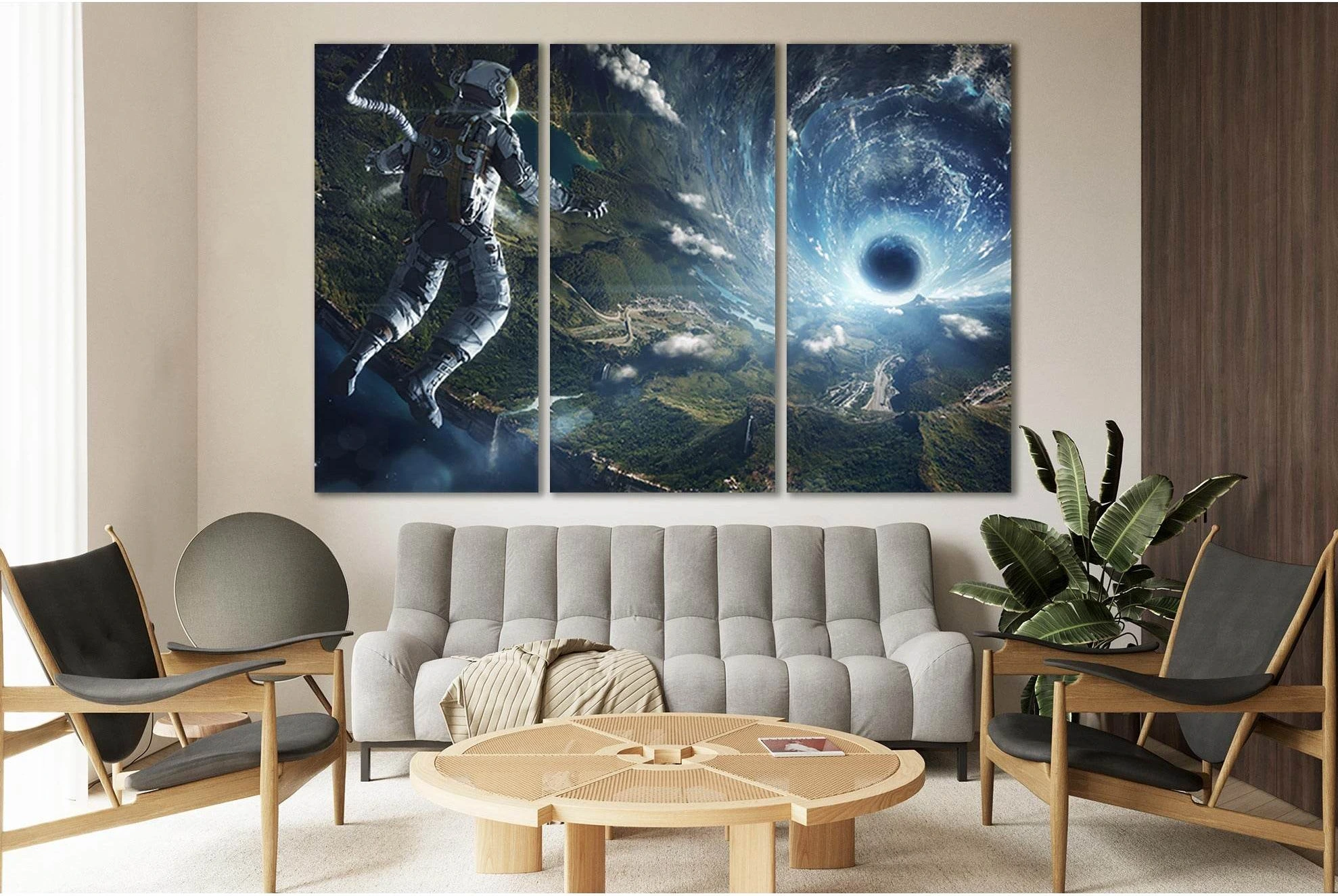 Space And Astronaut №SL427 Ready to Hang Canvas Print - Zellart Canvas Prints 0new, ALL_Products, Astronomy & Space Canvas Wall Art