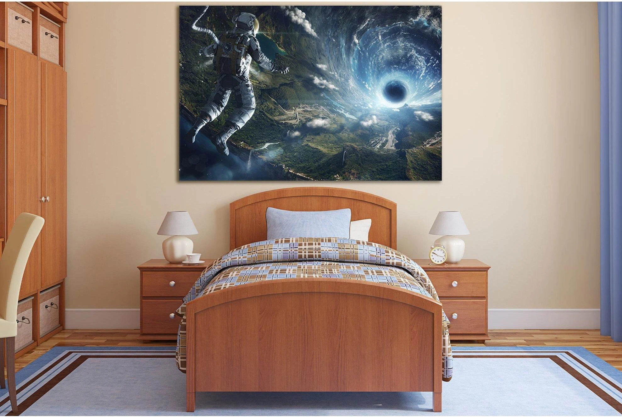 Space And Astronaut №SL427 Ready to Hang Canvas Print - Zellart Canvas Prints 0new, ALL_Products, Astronomy & Space Canvas Wall Art