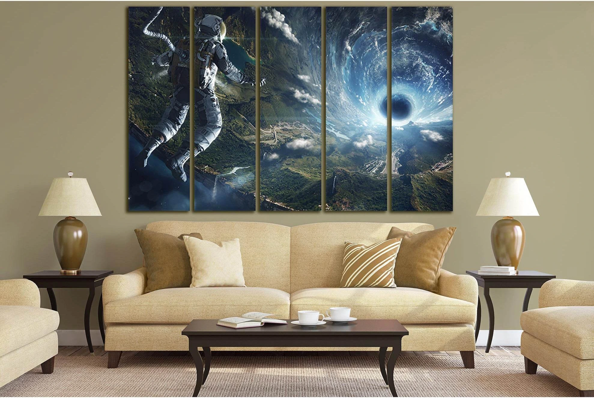 Space And Astronaut №SL427 Ready to Hang Canvas Print - Zellart Canvas Prints 0new, ALL_Products, Astronomy & Space Canvas Wall Art