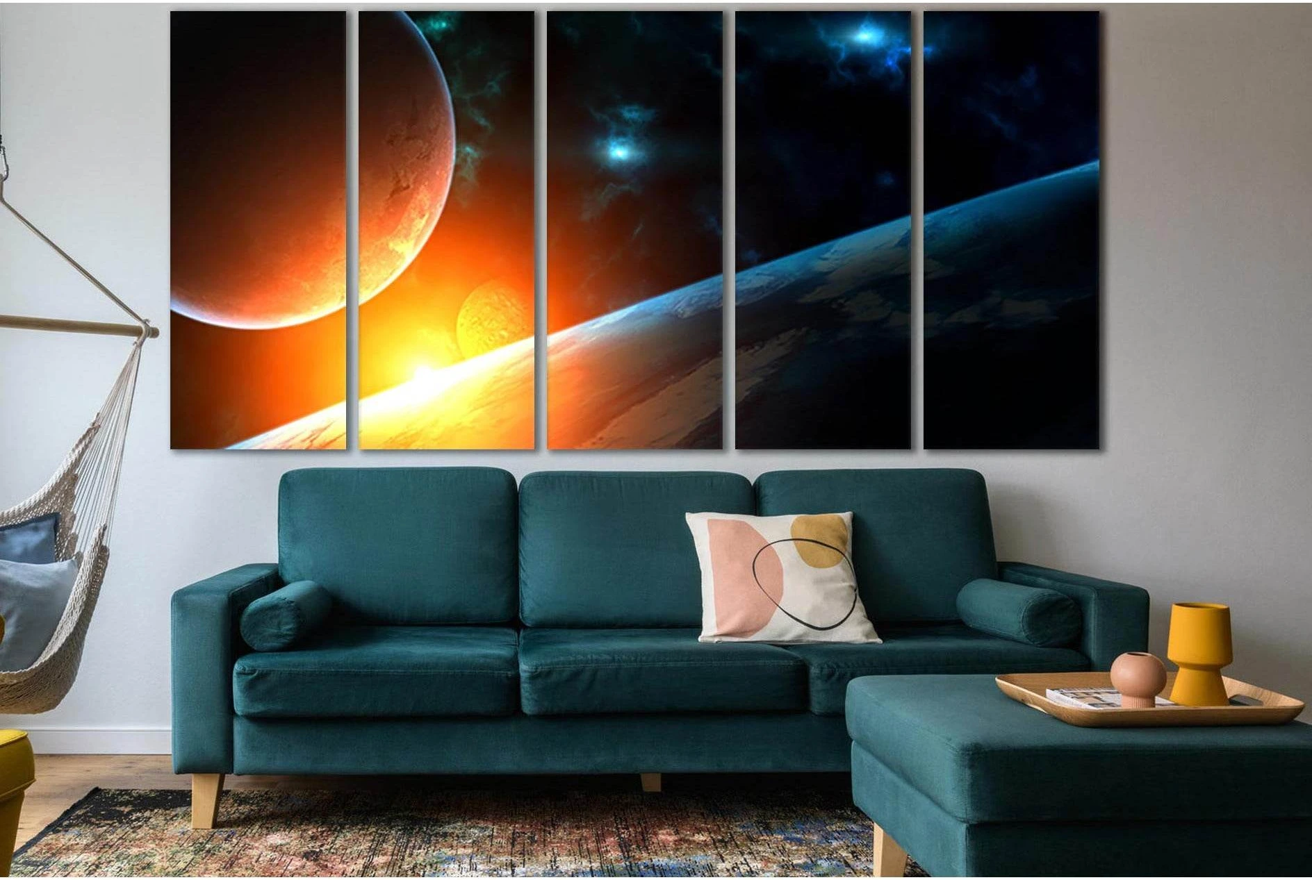 Space Dawn Over The Planet №SL985 Ready to Hang Canvas Print - Zellart Canvas Prints 0new, ALL_Products, Astronomy & Space Canvas Wall Art