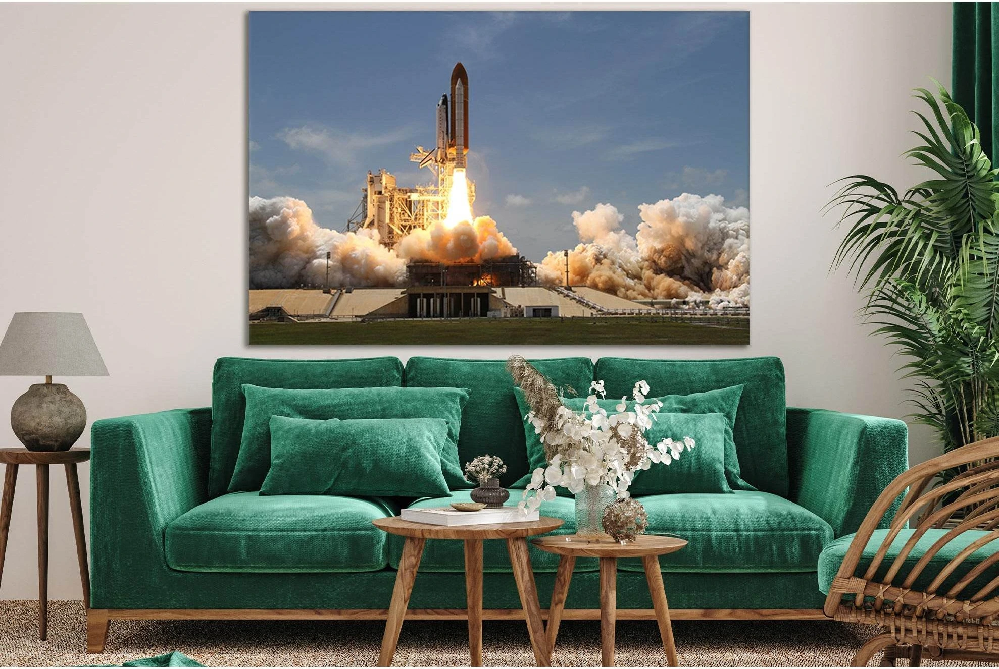 Space Shuttle Launch №SL790 Ready to Hang Canvas Print - Zellart Canvas Prints 0new, ALL_Products, Engine, Engines Wall Art