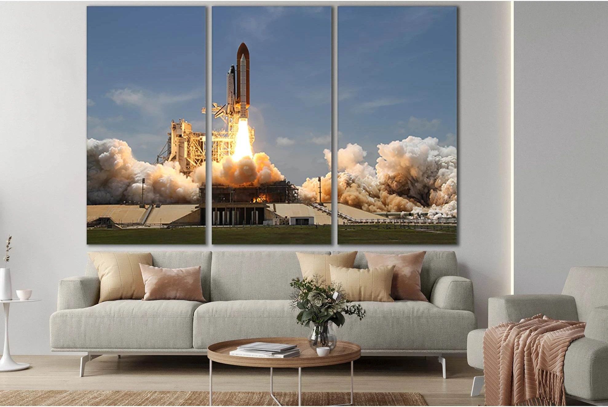 Space Shuttle Launch №SL790 Ready to Hang Canvas Print - Zellart Canvas Prints 0new, ALL_Products, Engine, Engines Wall Art