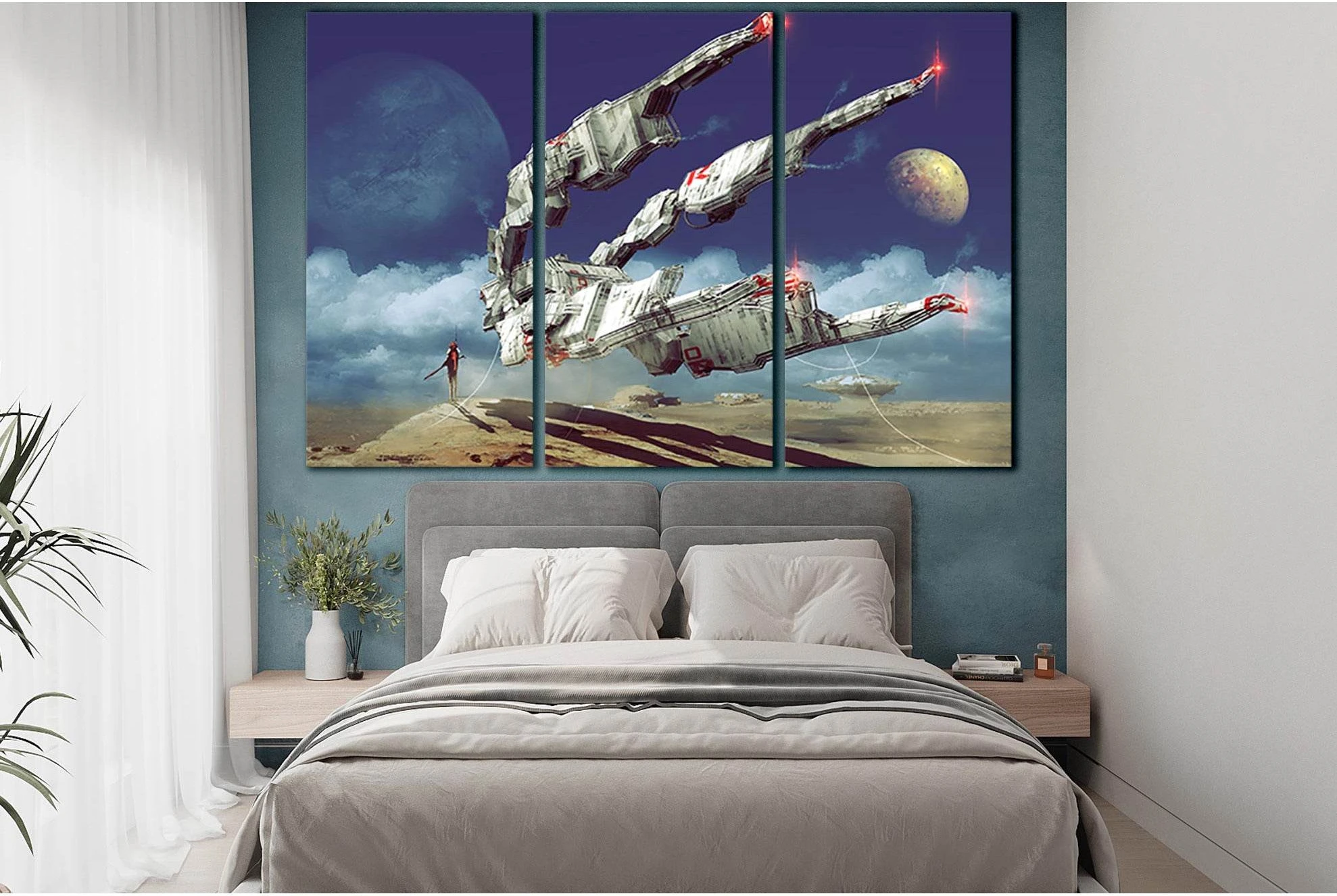 Spaceship In Desert №SL1288 Ready to Hang Canvas Print - Zellart Canvas Prints 0new, ALL_Products, Fantasy And Sci Fi Wall Art