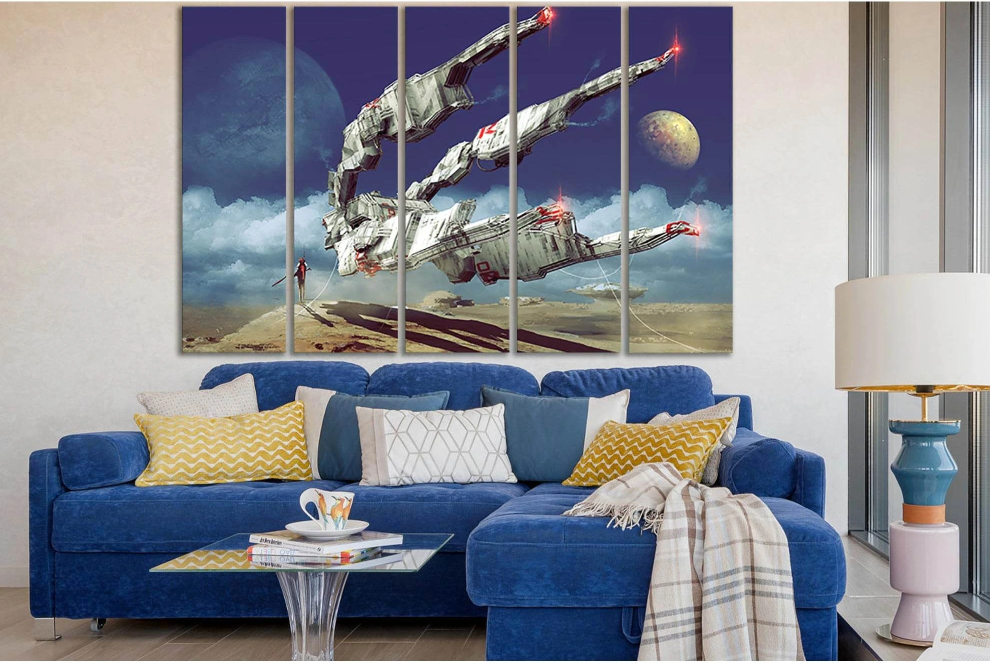 Spaceship In Desert №SL1288 Ready to Hang Canvas Print - Zellart Canvas Prints 0new, ALL_Products, Fantasy And Sci Fi Wall Art