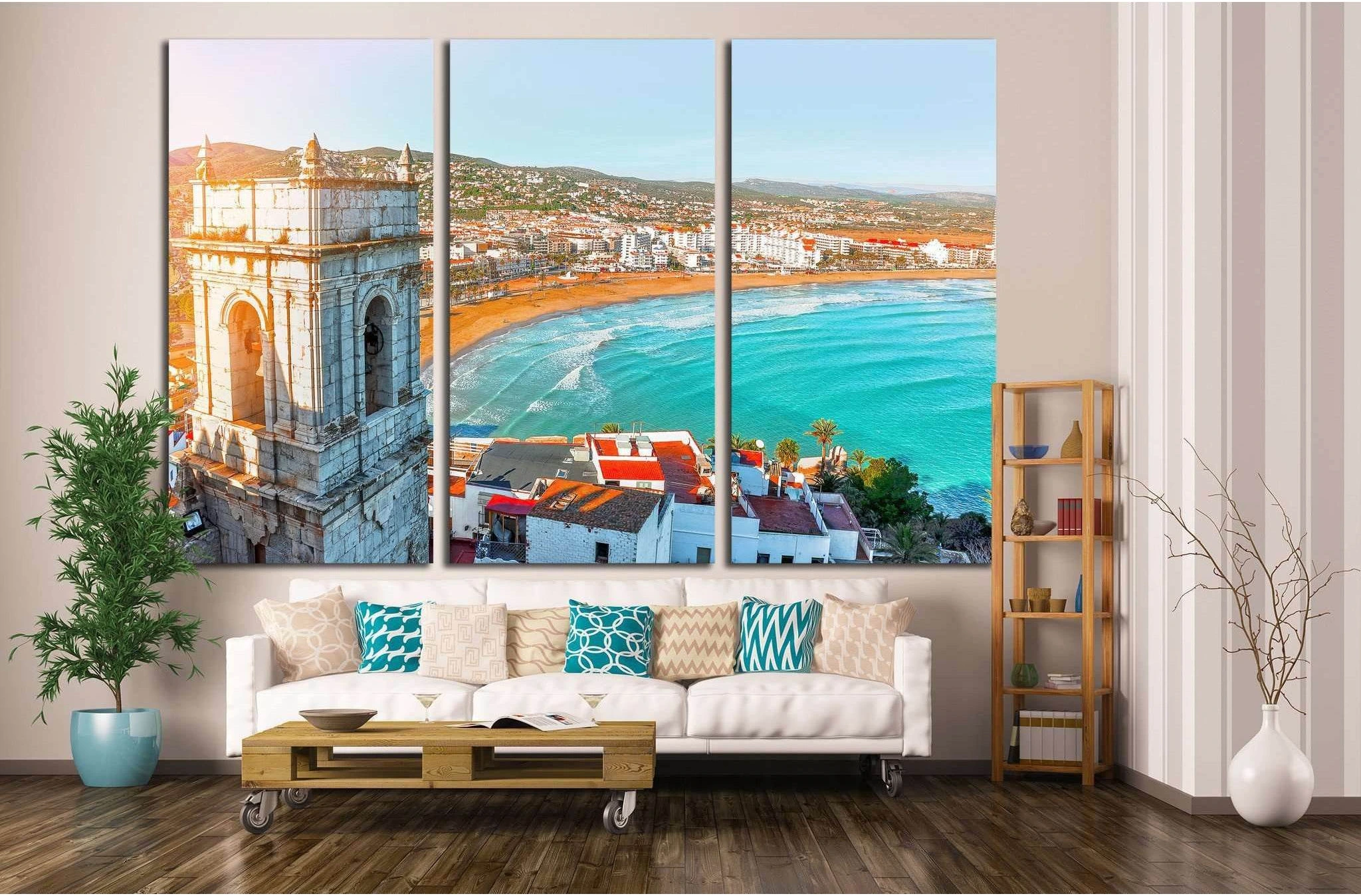 Spain. Valencia, Peniscola, Pope Luna's Castle, Mediterranean Sea №1764 Ready to Hang Canvas Print - Zellart Canvas Prints ALL_Products, s-1764