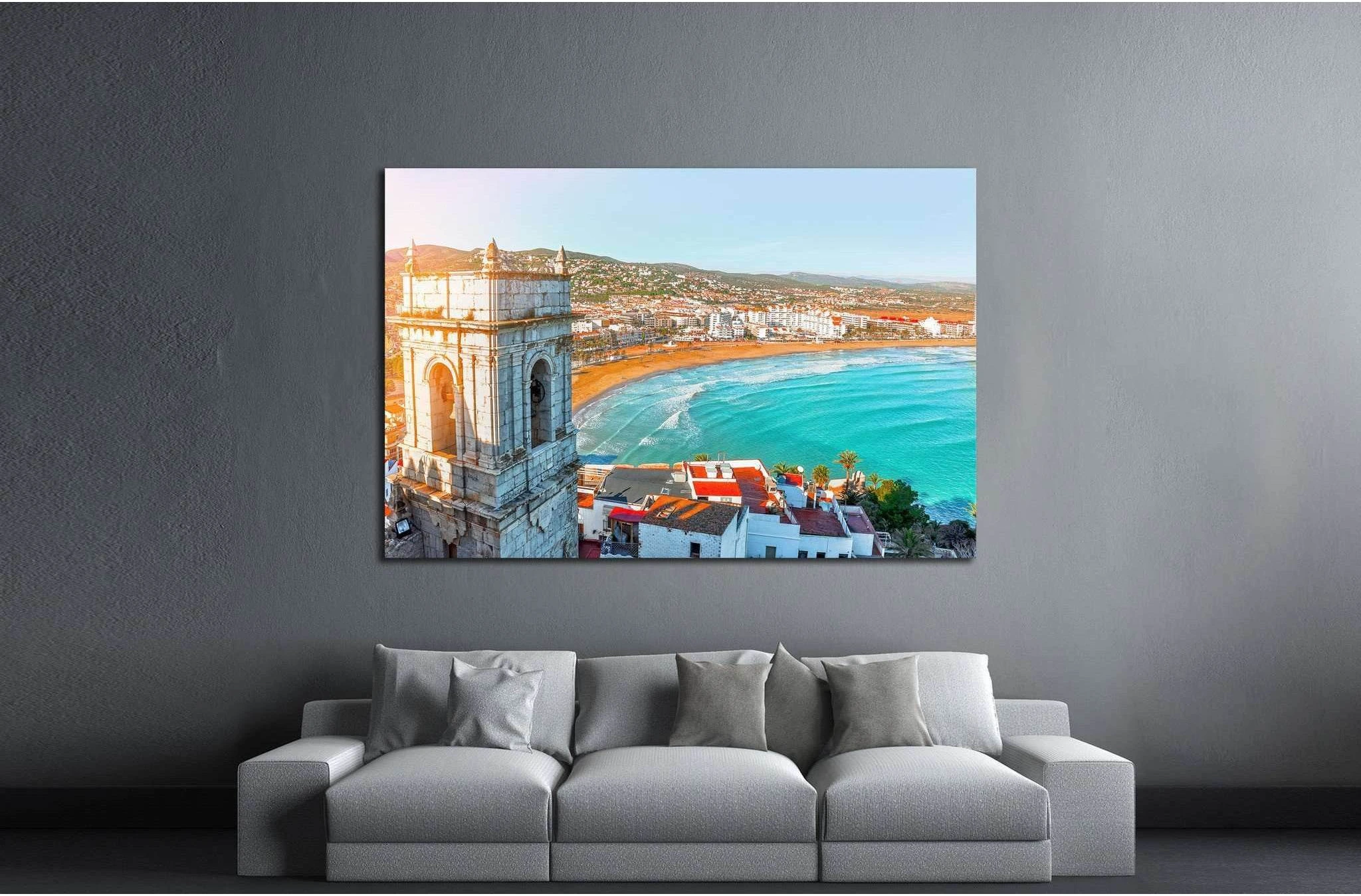Spain. Valencia, Peniscola, Pope Luna's Castle, Mediterranean Sea №1764 Ready to Hang Canvas Print - Zellart Canvas Prints ALL_Products, s-1764