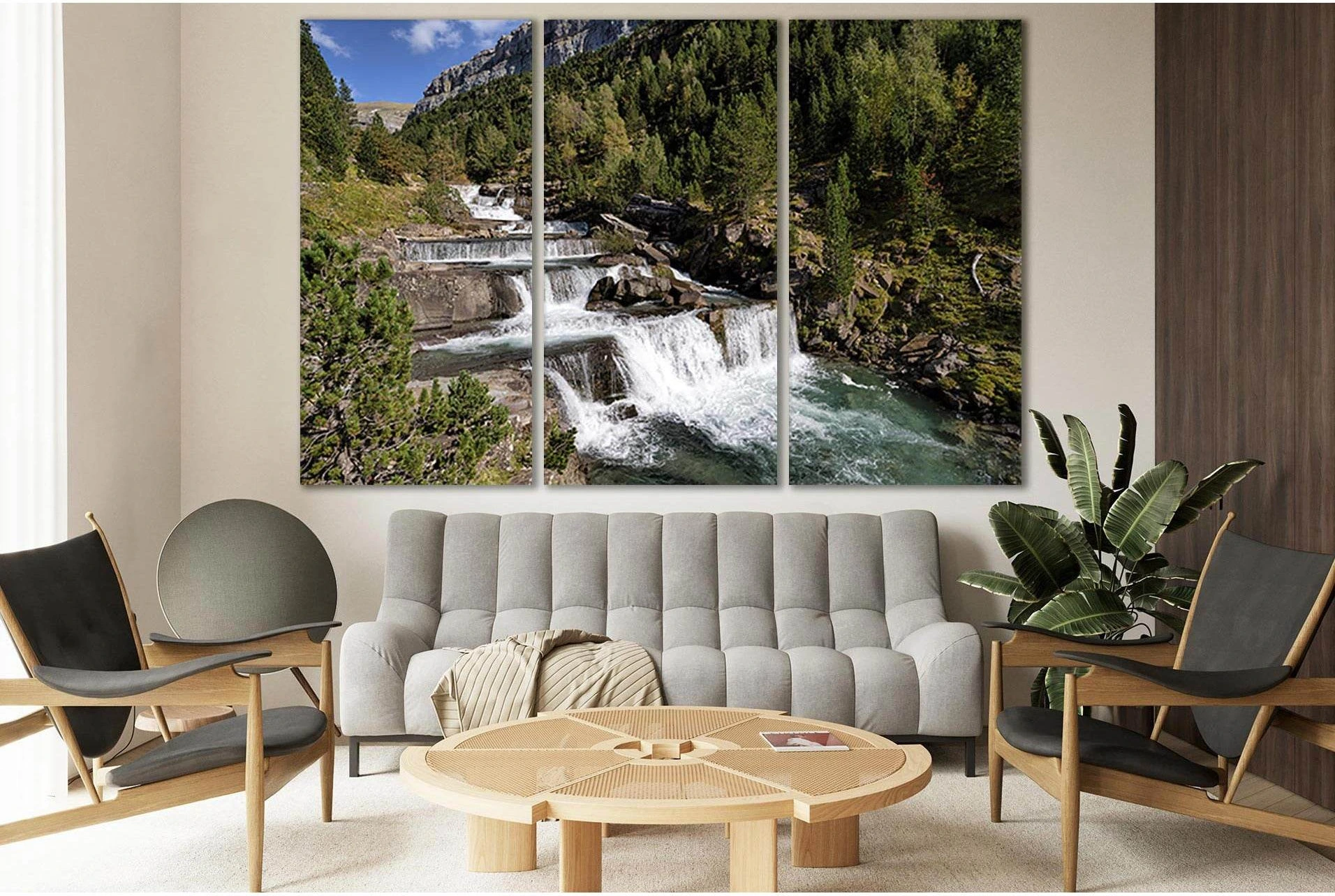 Spain Waterfall Ordesa Valley №SL487 Ready to Hang Canvas Print - Zellart Canvas Prints 0new, ALL_Products, Waterfall, Waterfall Wall Art