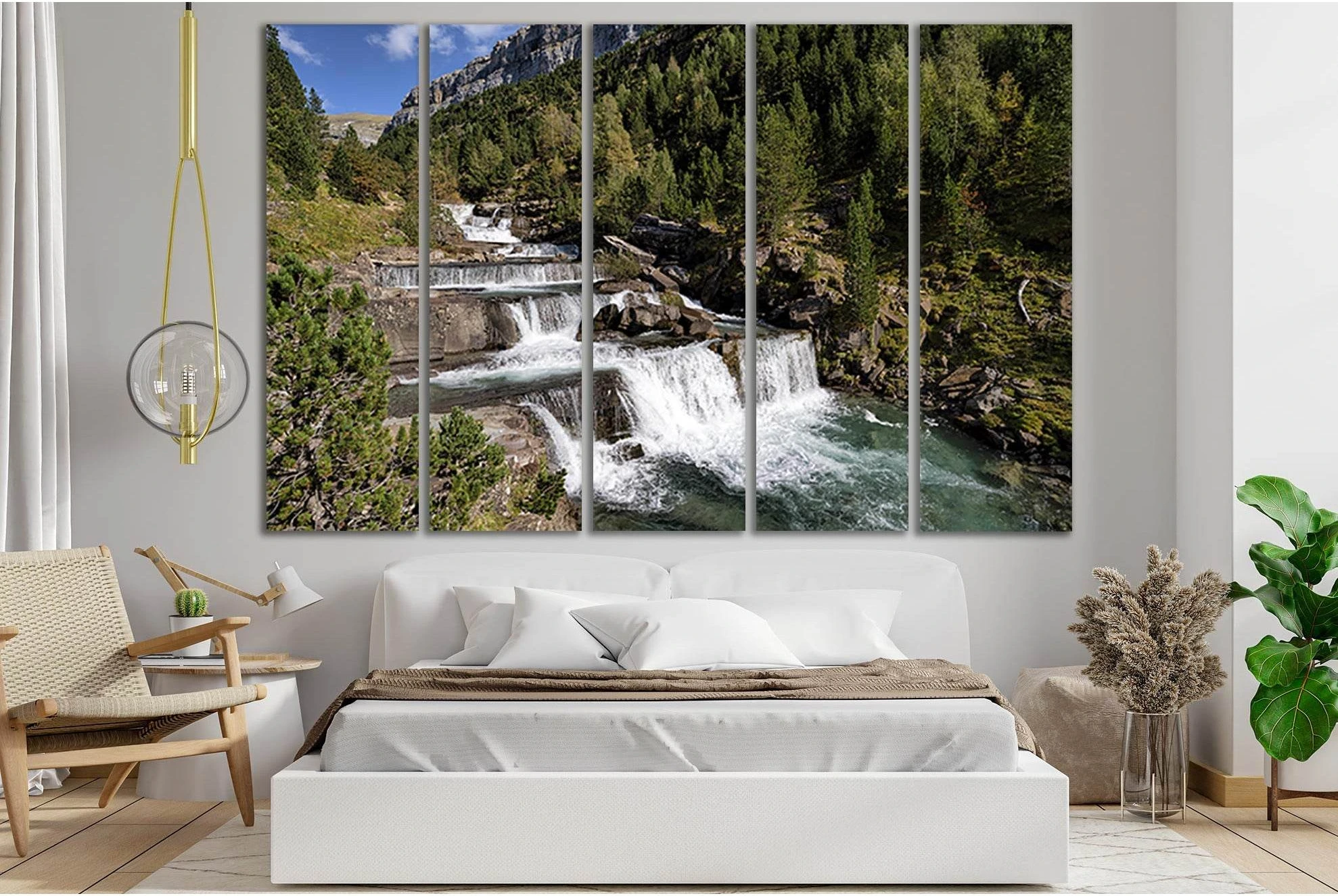 Spain Waterfall Ordesa Valley №SL487 Ready to Hang Canvas Print - Zellart Canvas Prints 0new, ALL_Products, Waterfall, Waterfall Wall Art