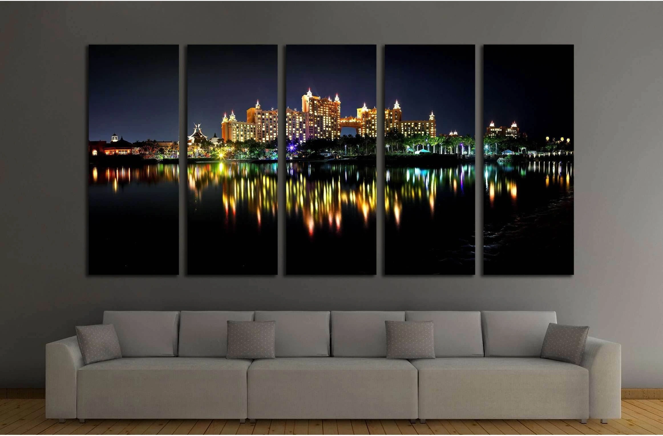 spectacular scene of Atlantis in Bahamas at night №2277 Ready to Hang Canvas Print - Zellart Canvas Prints ALL_Products, s-2277