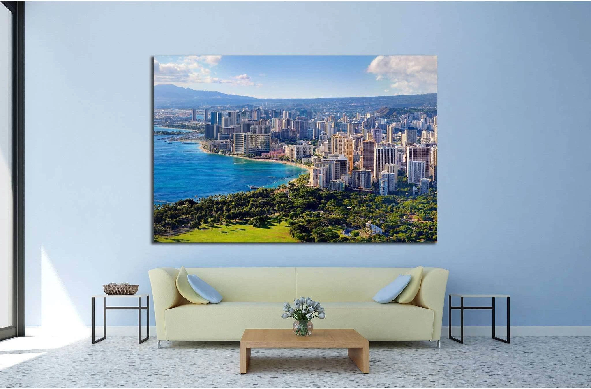 Spectacular view of Honolulu city, Oahu, Hawaii №1702 Ready to Hang Canvas Print - Zellart Canvas Prints ALL_Products, s-1702