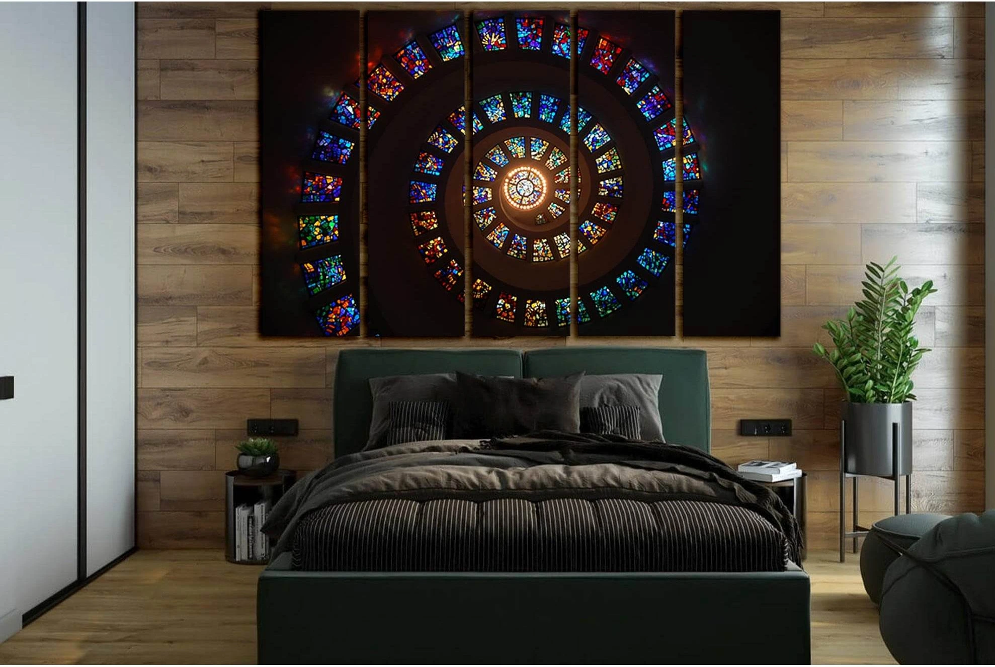 Spiral Stained Glass №SL1379 Ready to Hang Canvas Print - Zellart Canvas Prints 0new, ALL_Products, Architecture