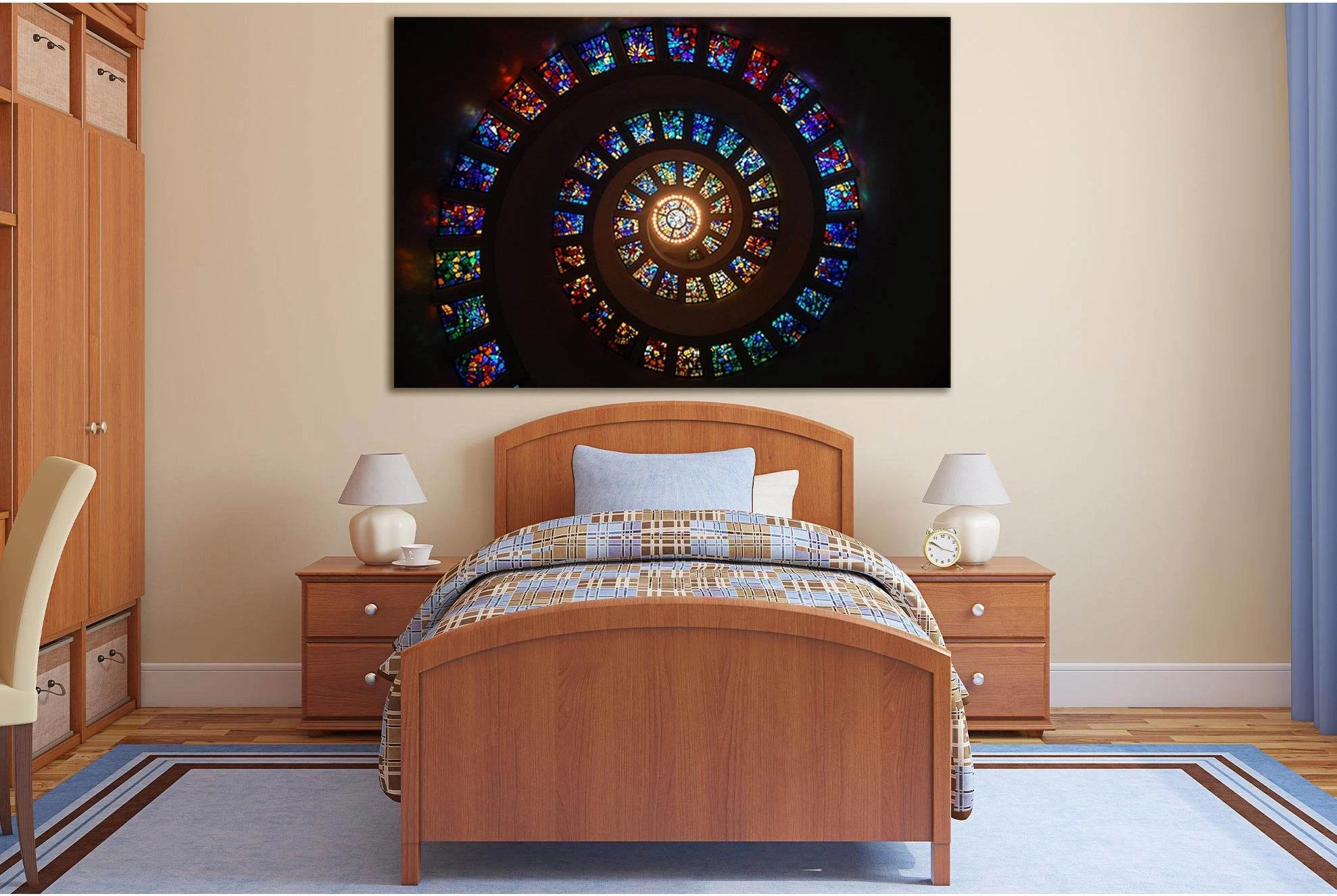 Spiral Stained Glass №SL1379 Ready to Hang Canvas Print - Zellart Canvas Prints 0new, ALL_Products, Architecture