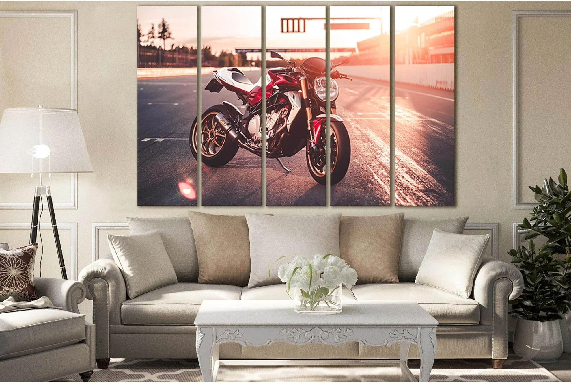 Sport Bike On The Race Track №SL1439 Ready to Hang Canvas Print - Zellart Canvas Prints 0new, ALL_Products, Engine