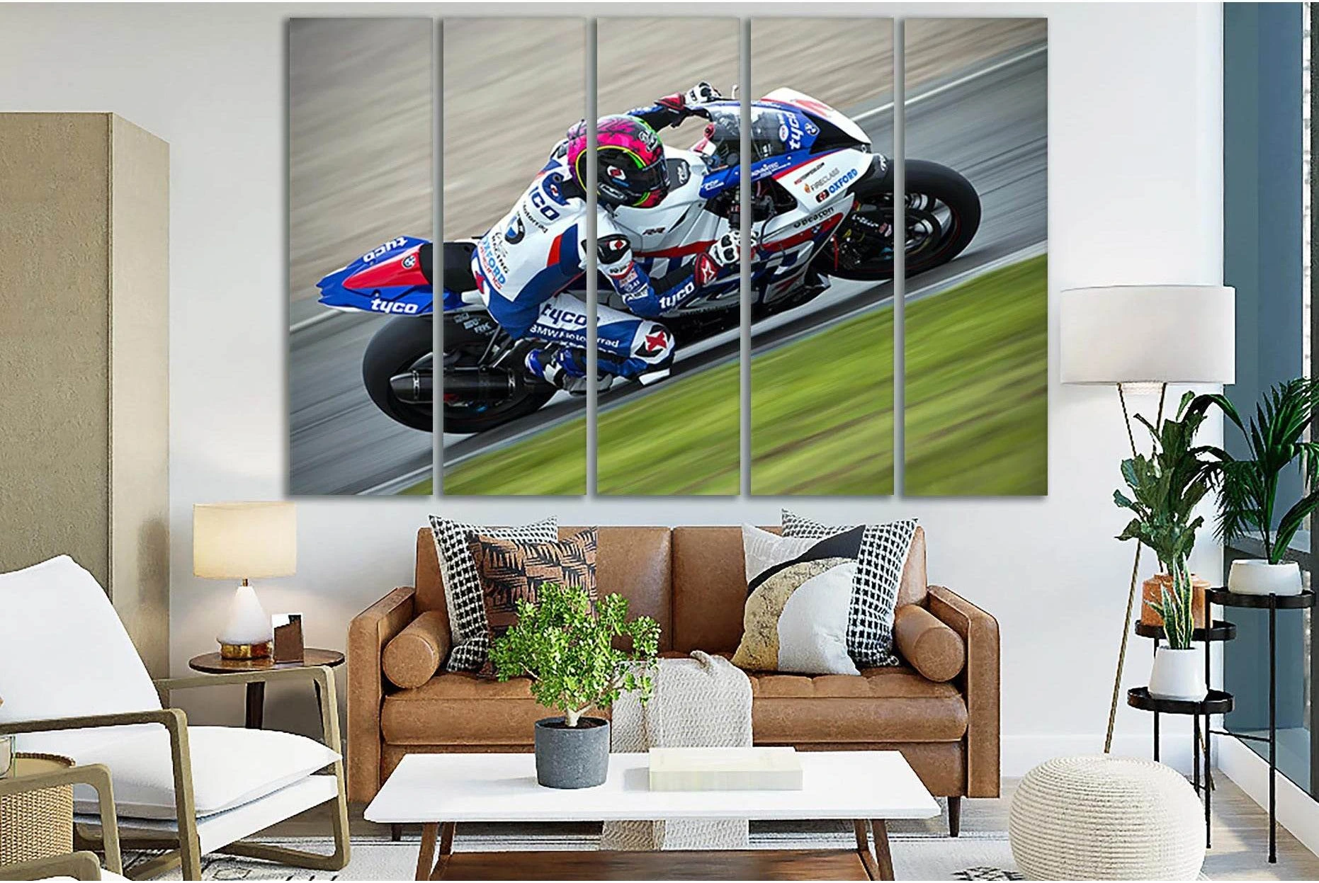 Sport Biker Racing On Road №SL907 Ready to Hang Canvas Print - Zellart Canvas Prints 0new, ALL_Products, Sports & Motivation