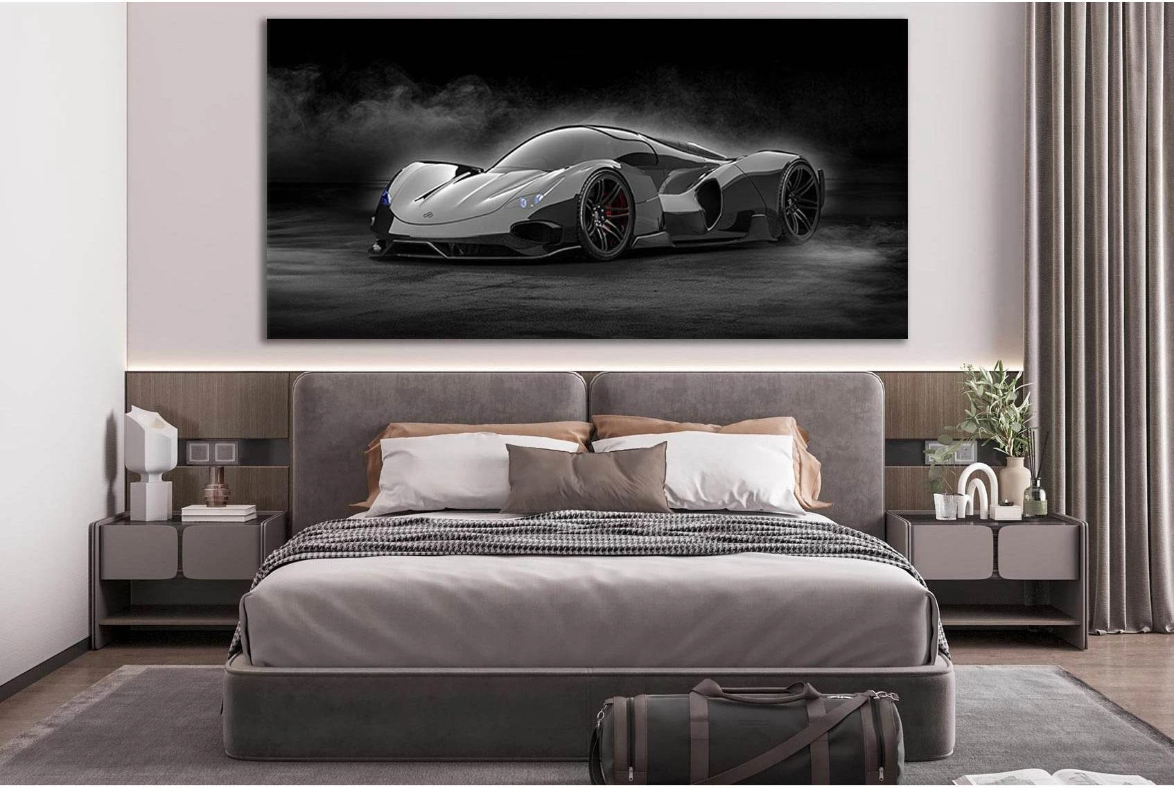 Sport Car Black And White №SL833 Ready to Hang Canvas Print - Zellart Canvas Prints 0new, ALL_Products, Black & White Wall Art
