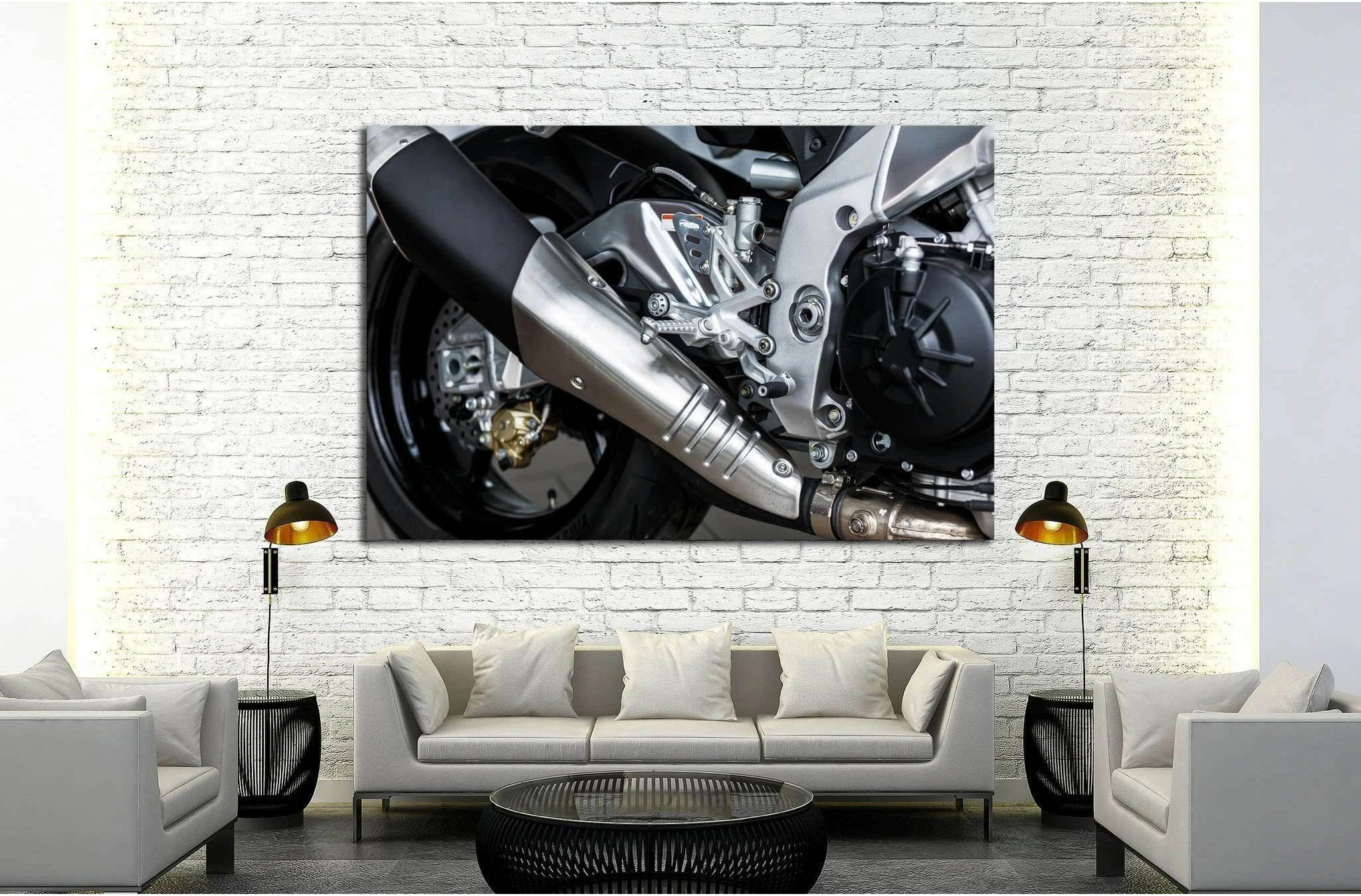 sport motorbike, details of motorcycle №1882 Ready to Hang Canvas Print - Zellart Canvas Prints ALL_Products, s-1882
