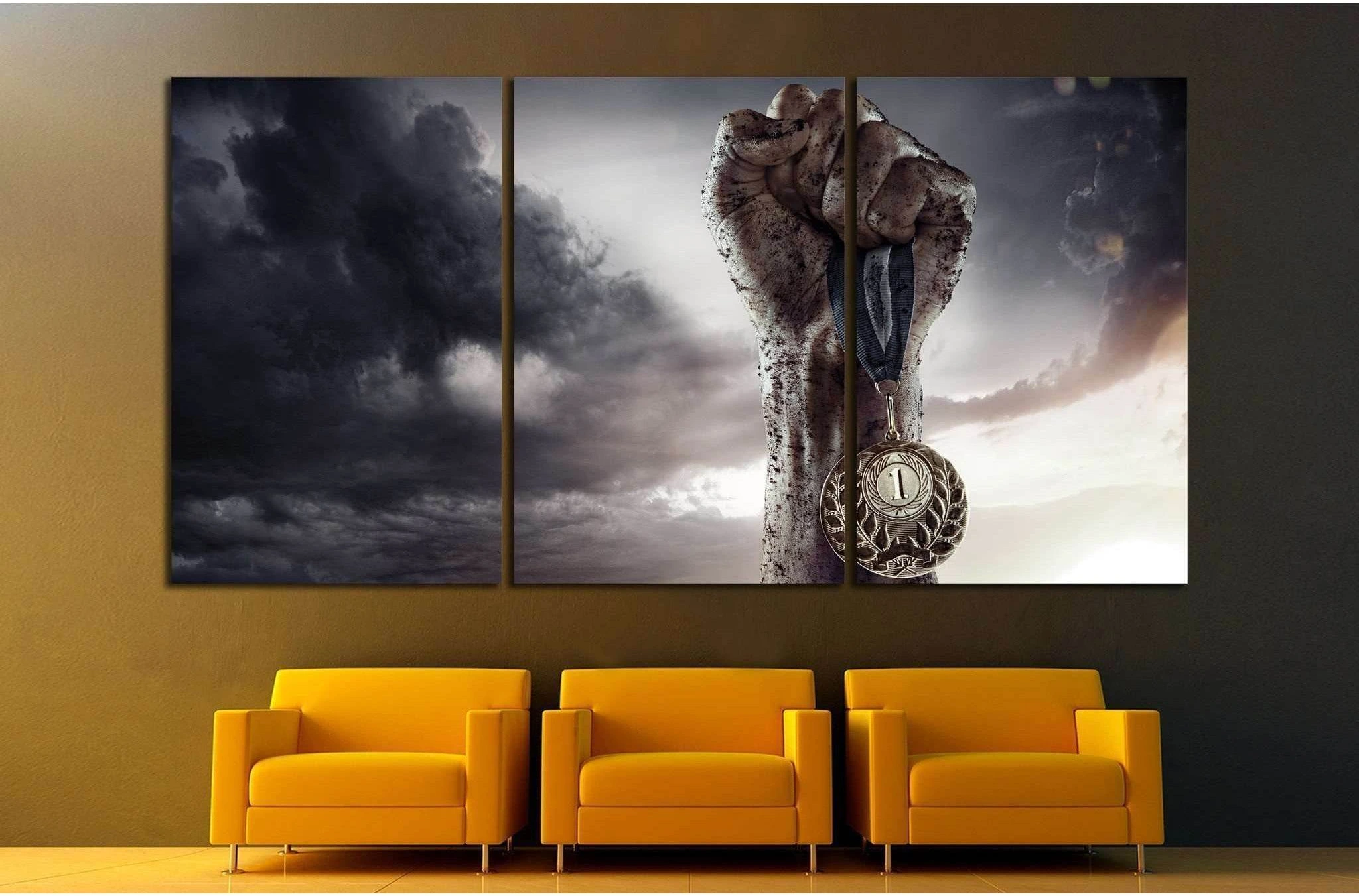 Sport, Winner with the medal №1388 Ready to Hang Canvas Print - Zellart Canvas Prints ALL_Products, s-1388
