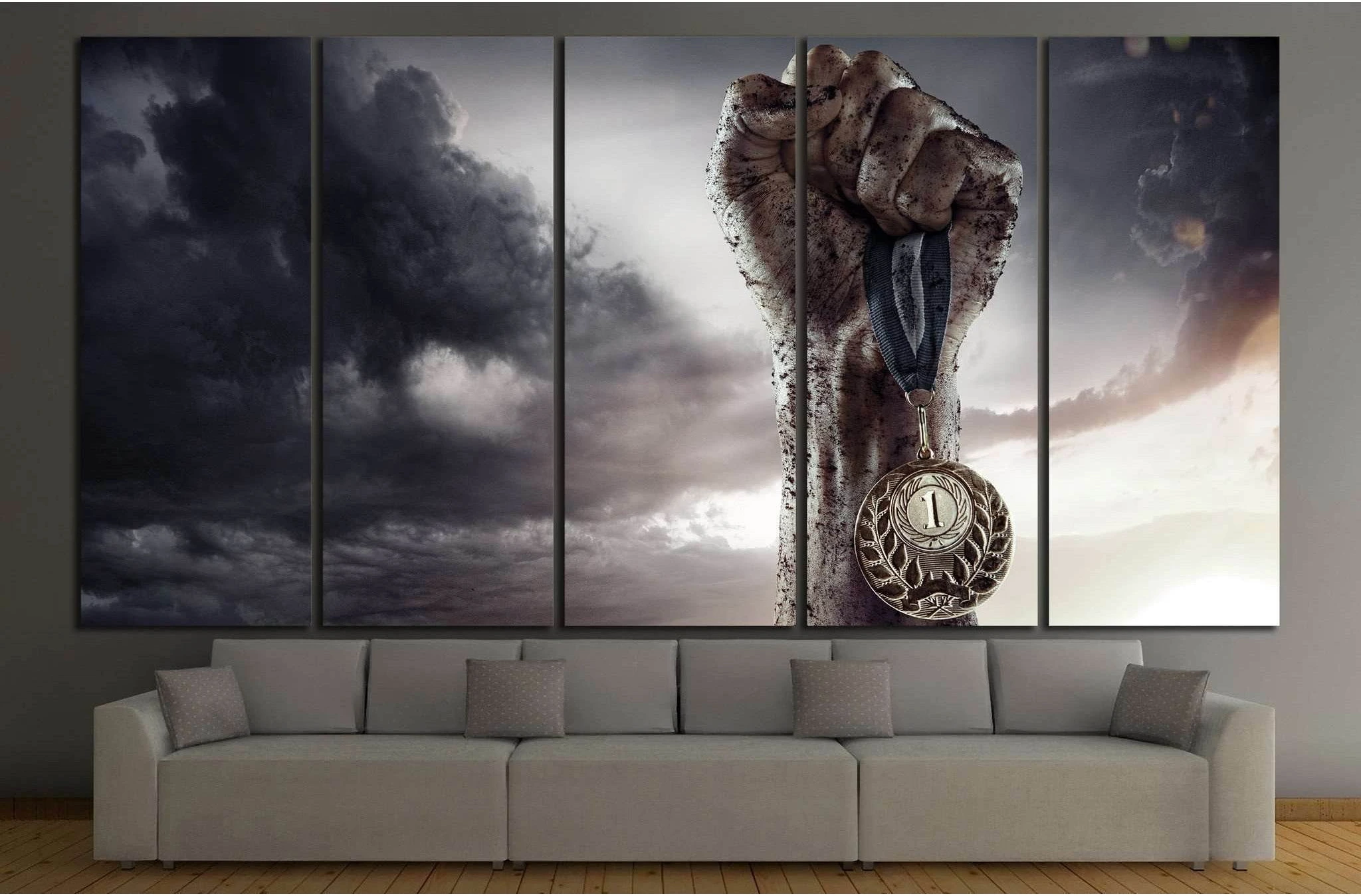 Sport, Winner with the medal №1388 Ready to Hang Canvas Print - Zellart Canvas Prints ALL_Products, s-1388