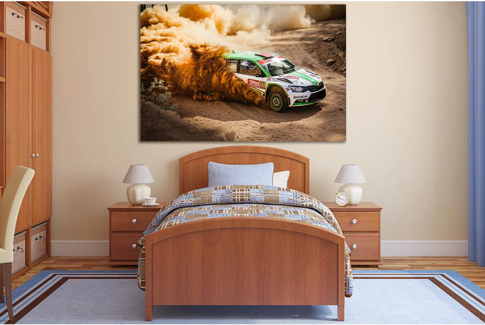 Sports Car Goes Into A Turn №SL763 Ready to Hang Canvas Print - Zellart Canvas Prints 0new, ALL_Products, Engine, Engines Wall Art