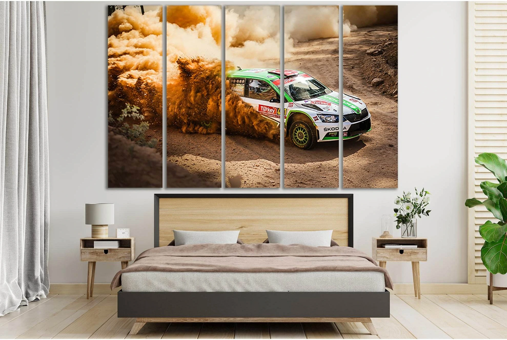 Sports Car Goes Into A Turn №SL763 Ready to Hang Canvas Print - Zellart Canvas Prints 0new, ALL_Products, Engine, Engines Wall Art