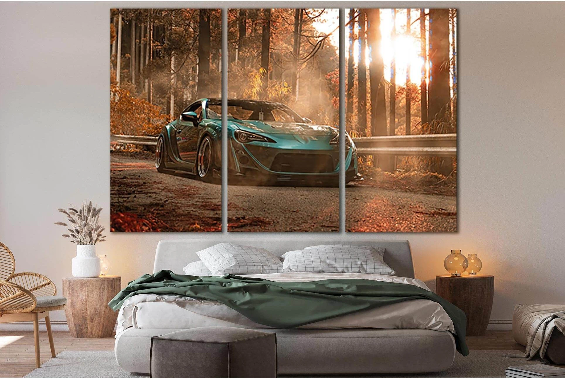 Sports Car On The Road In The Forest №SL1446 Ready to Hang Canvas Print - Zellart Canvas Prints 0new, ALL_Products, Engine